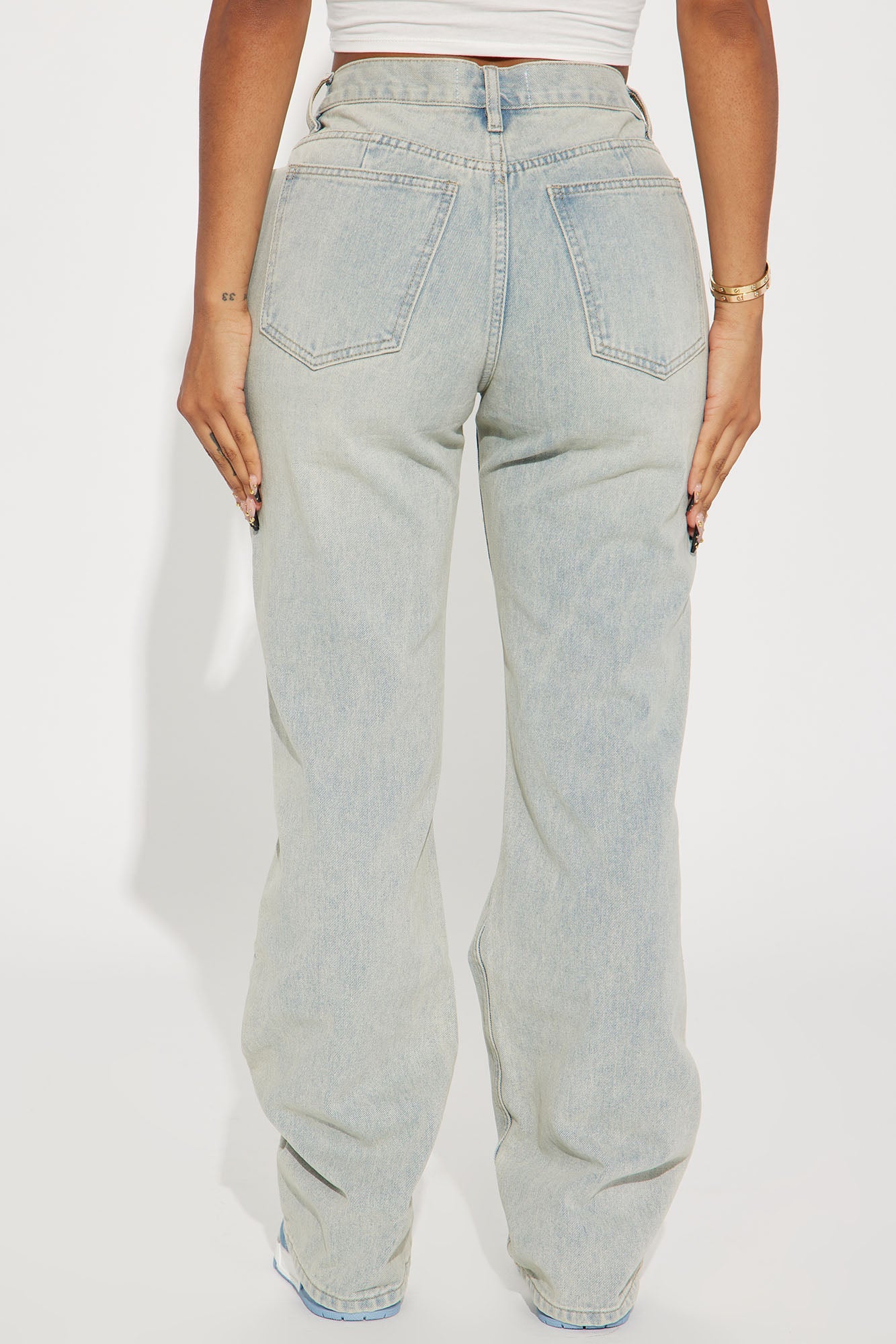 Far Away Tinted Non Stretch Straight Leg Jeans - Light Wash