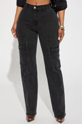 Non Disclosure Stretch Straight Leg Jeans - Black Wash