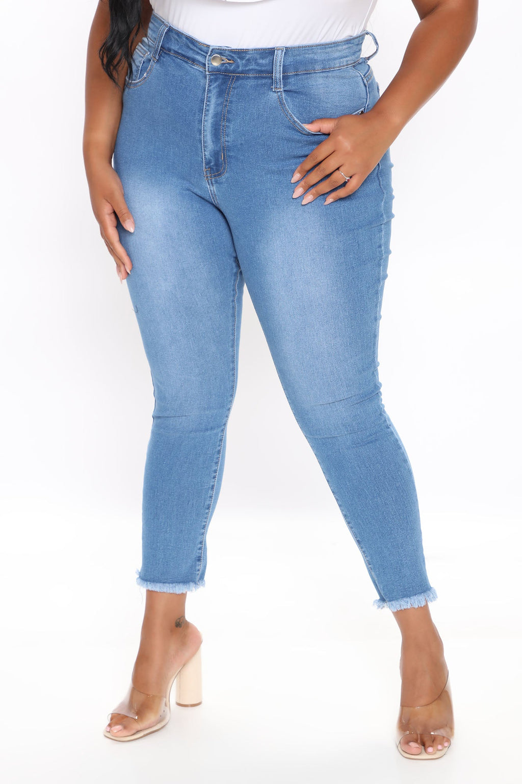 On The Fray Ankle Jeans - Medium Blue Wash