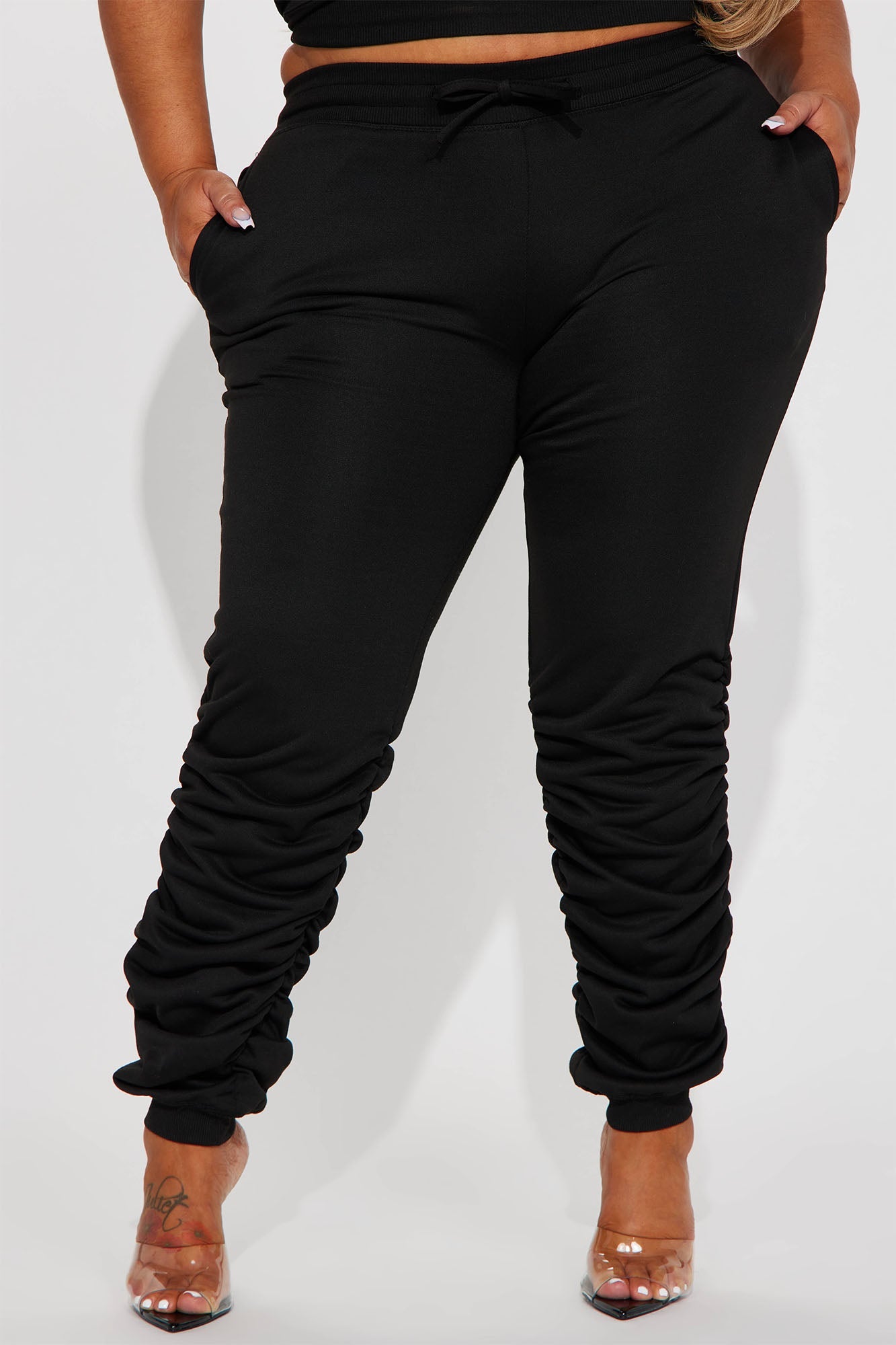 One Sided Story Pant Set - Black