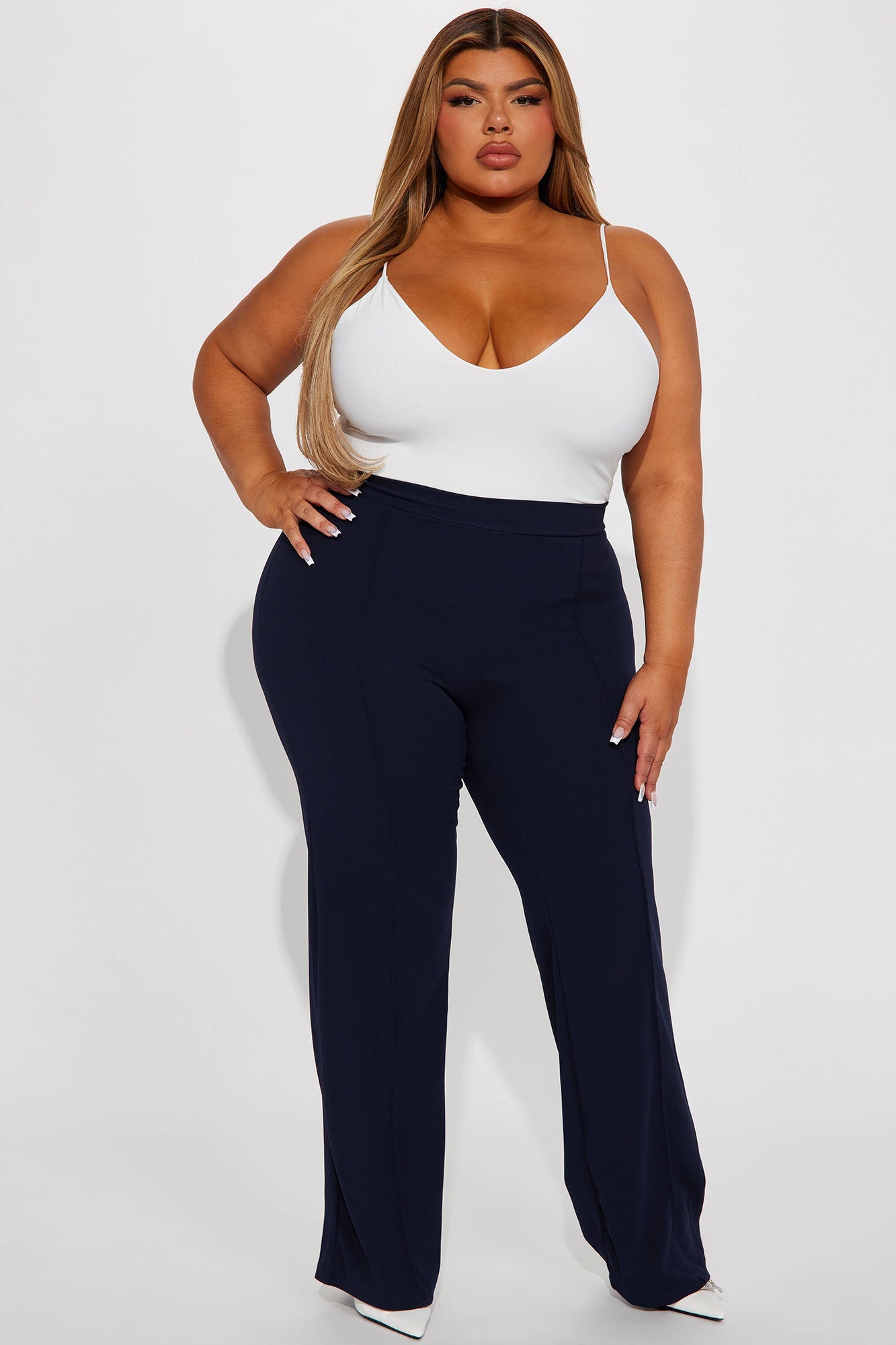 Petite Victoria High Waisted Dress Pants - Navy