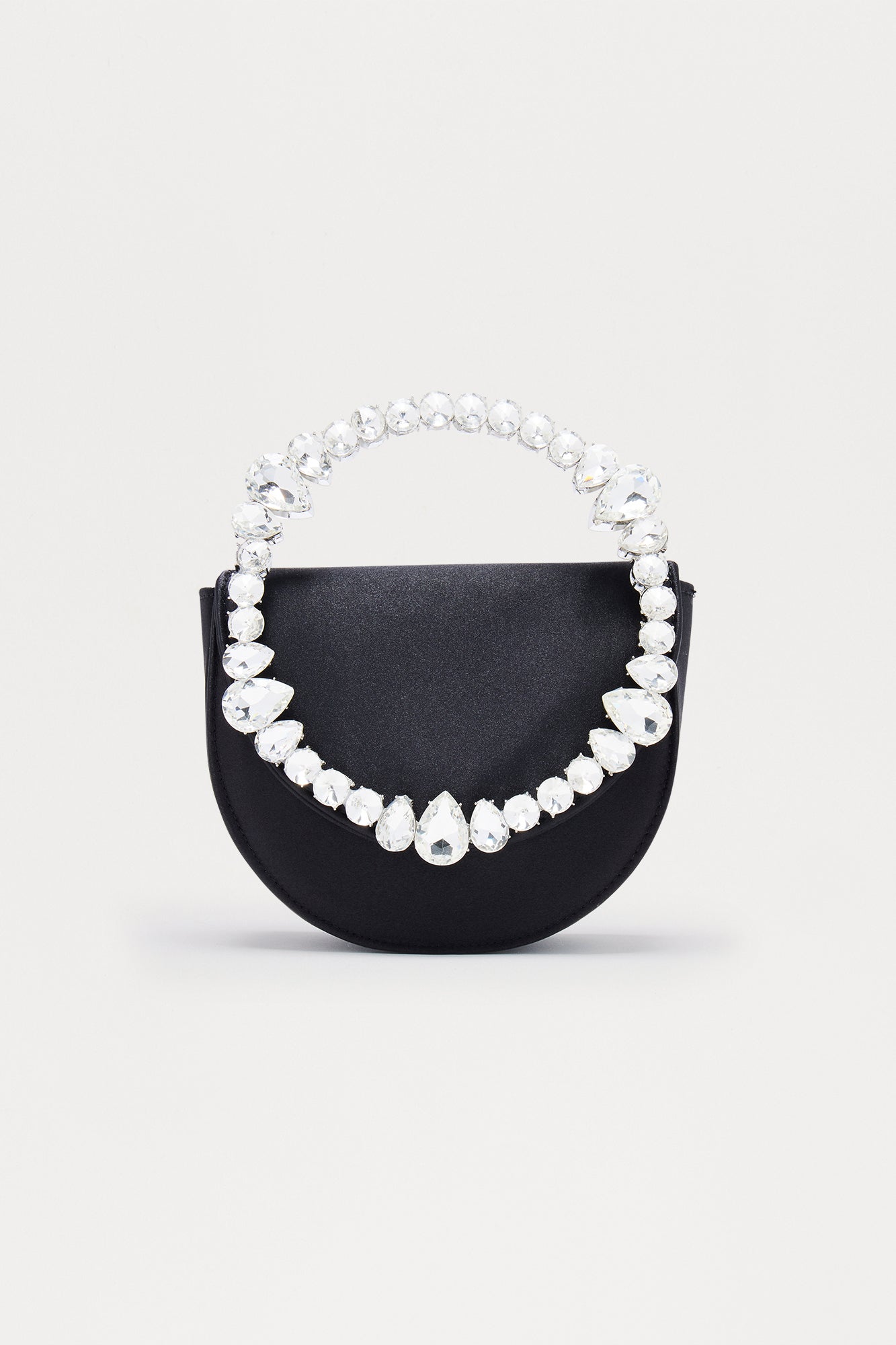 Two Lovers Embellished Satin Clutch - Black