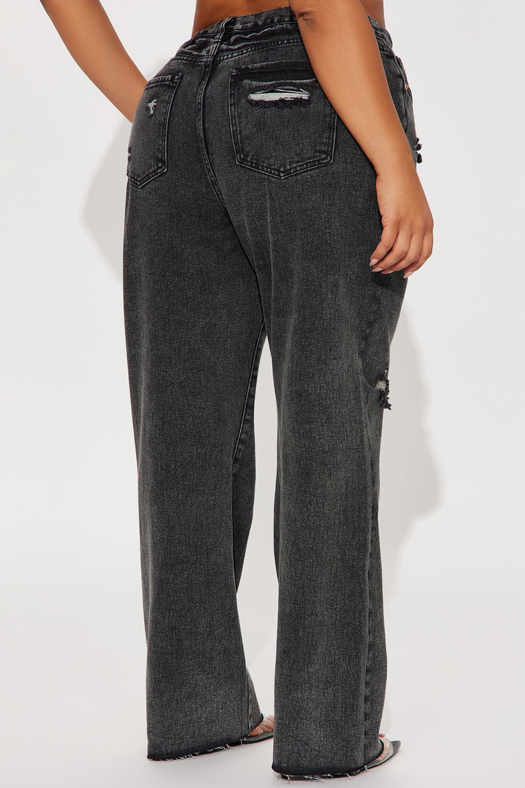 Topanga 90's Ripped Straight Leg Jeans - Black Wash