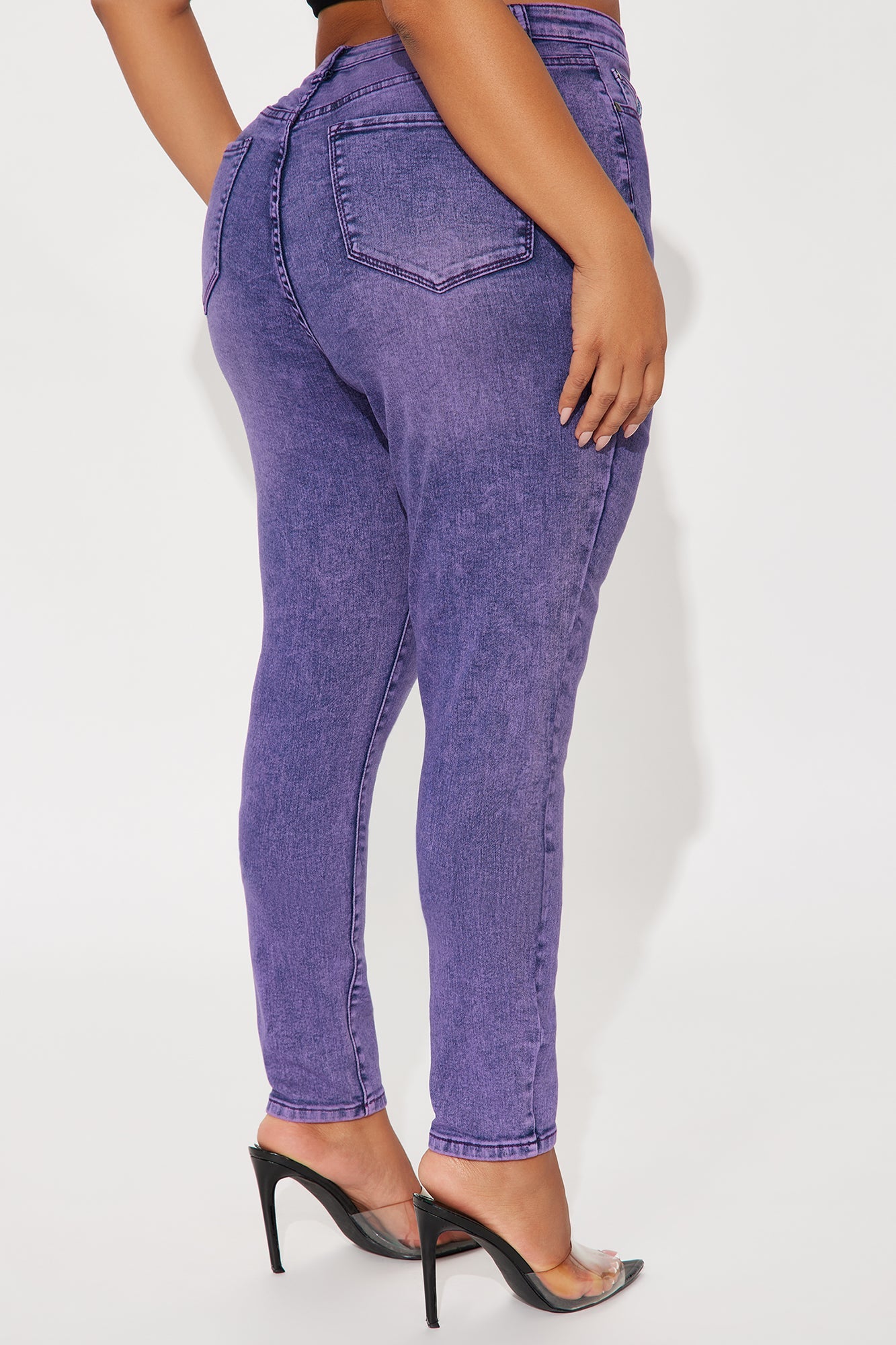 Out The Door High Waist Skinny Jeans - Purple