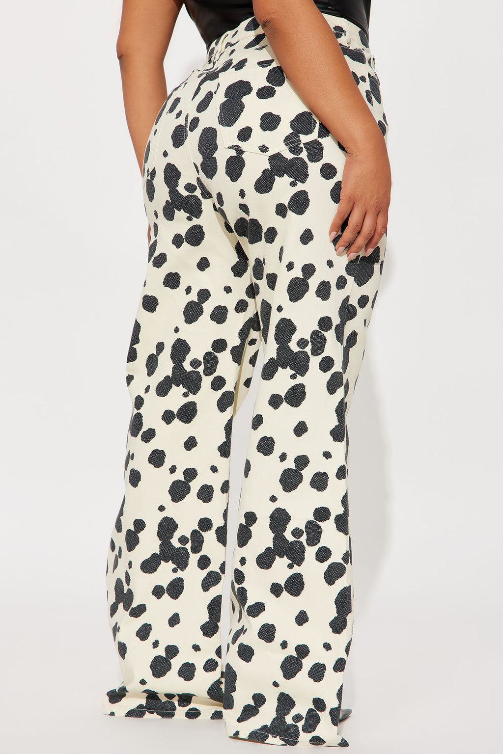 Something Sweet Printed Flare Jeans - Black/White