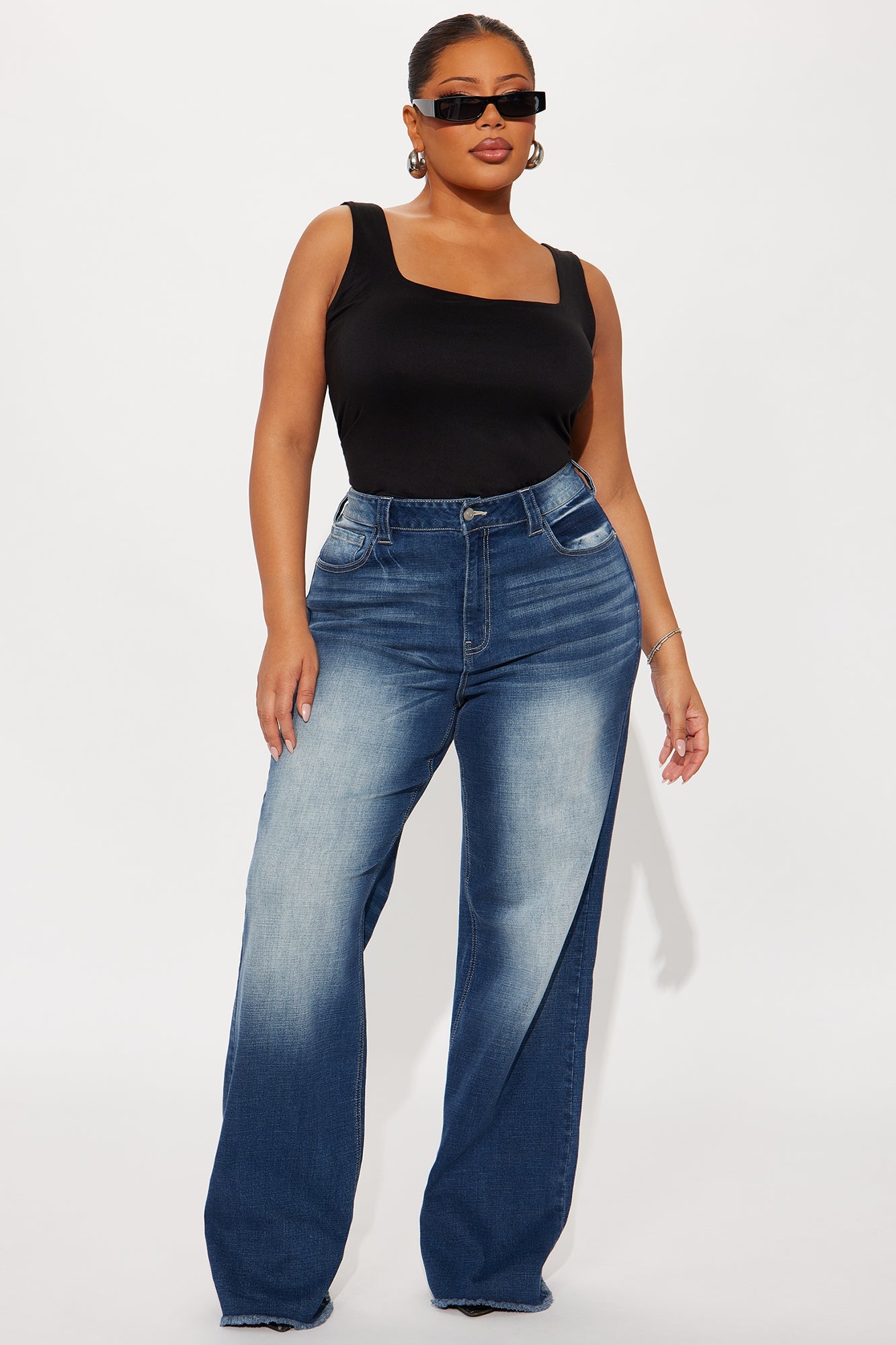 Coldwater Canyon Stretch Wide Leg Jeans - Dark Wash
