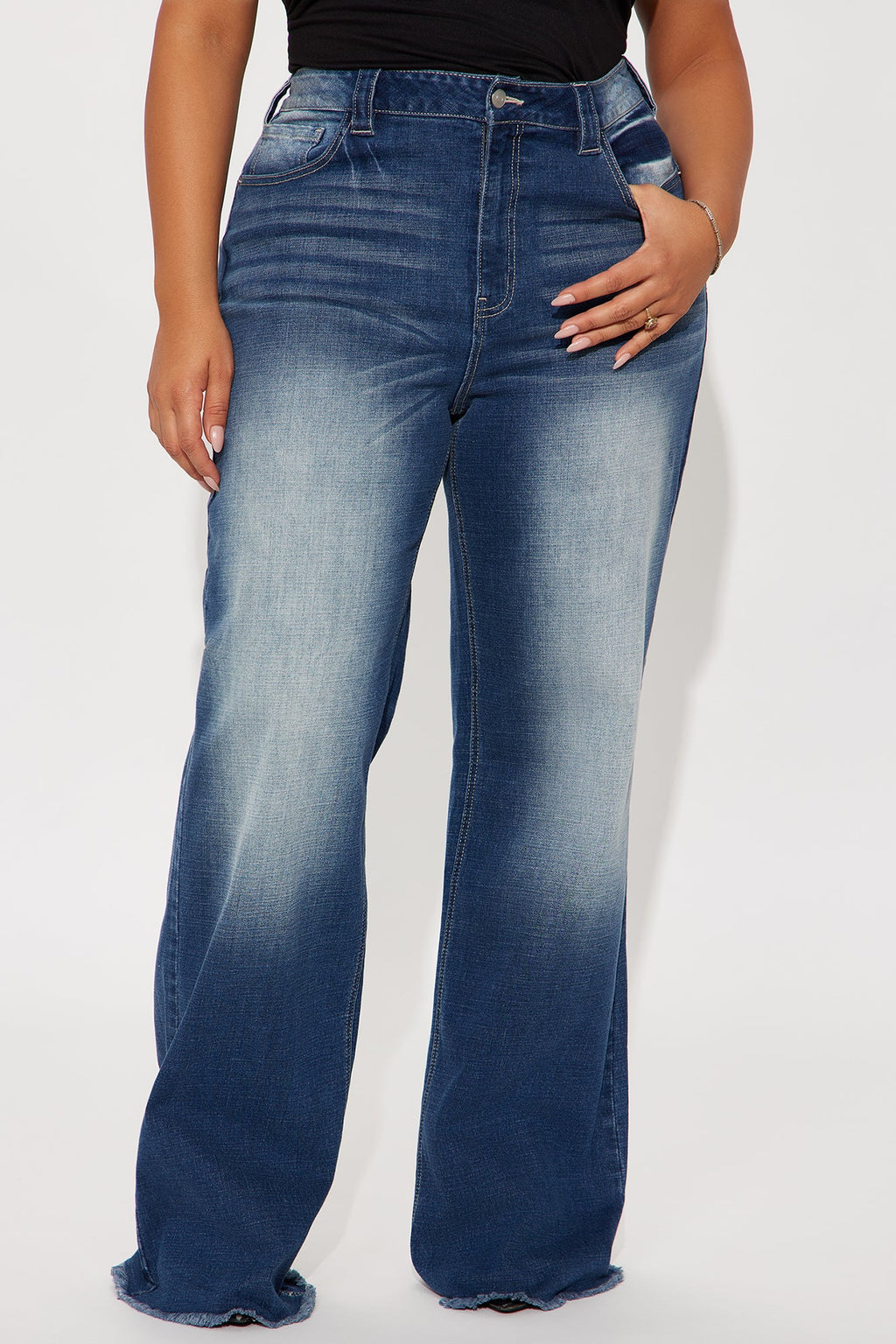 Coldwater Canyon Stretch Wide Leg Jeans - Dark Wash