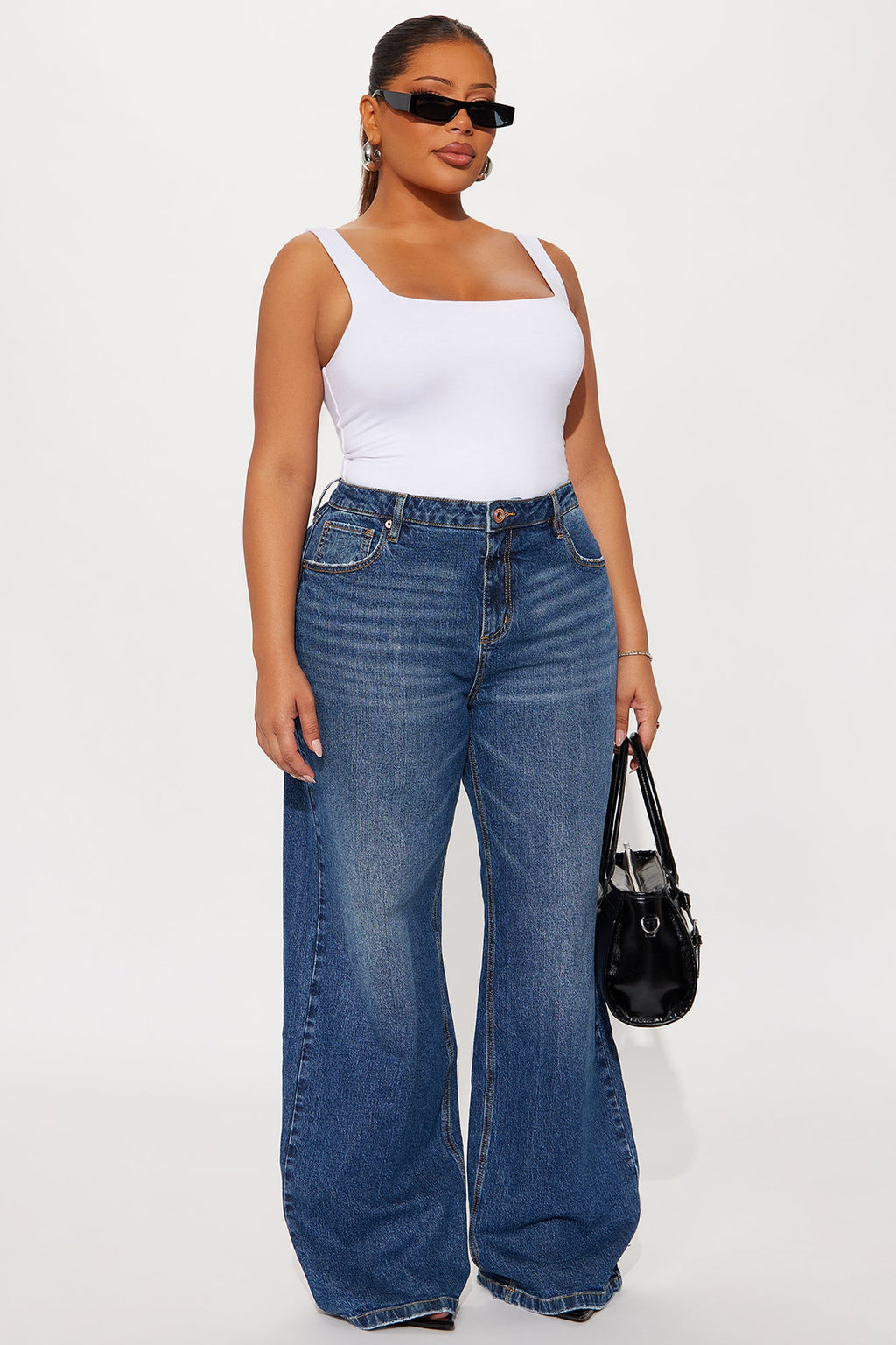 Downtown Wide Leg Denim Jeans - Medium Wash