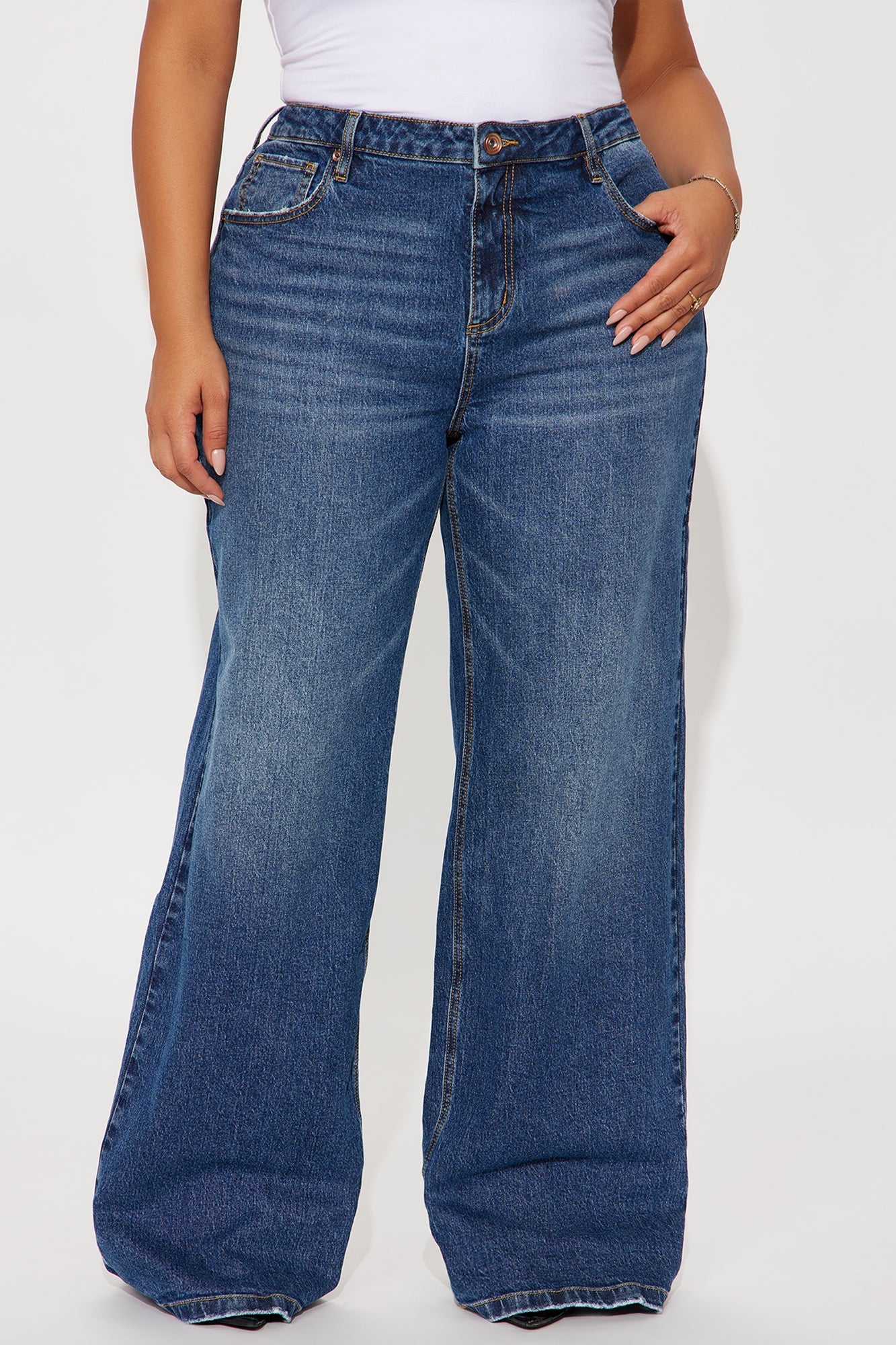 Downtown Wide Leg Denim Jeans - Medium Wash