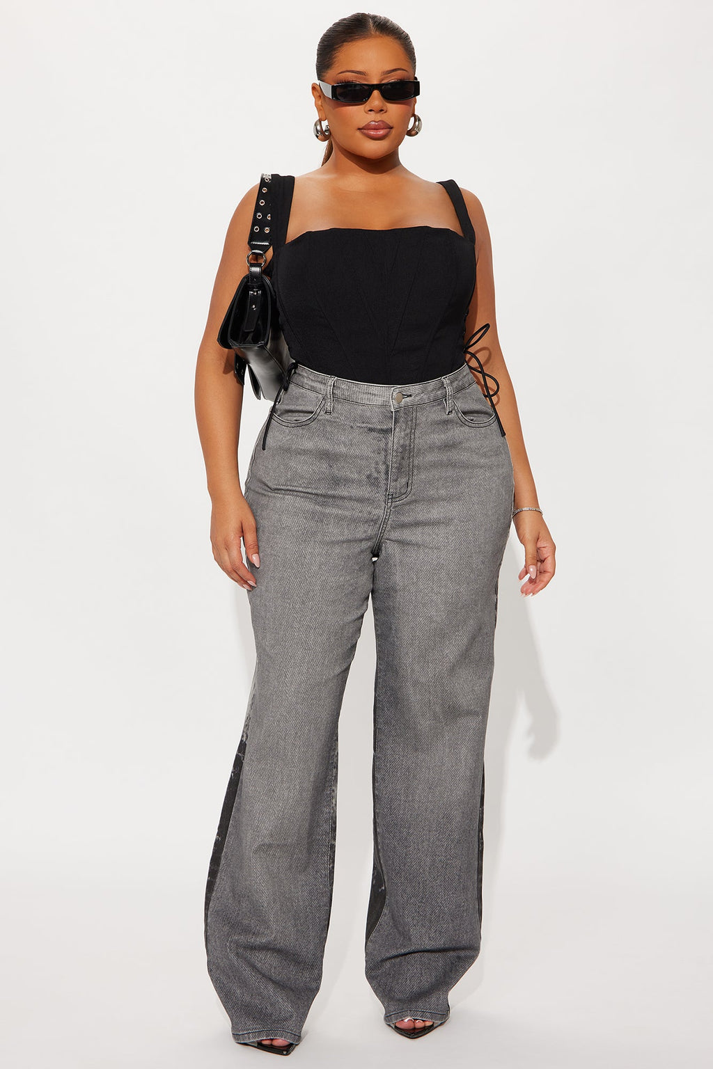 Most Hated Stretch Printed Straight Leg Jeans - Grey