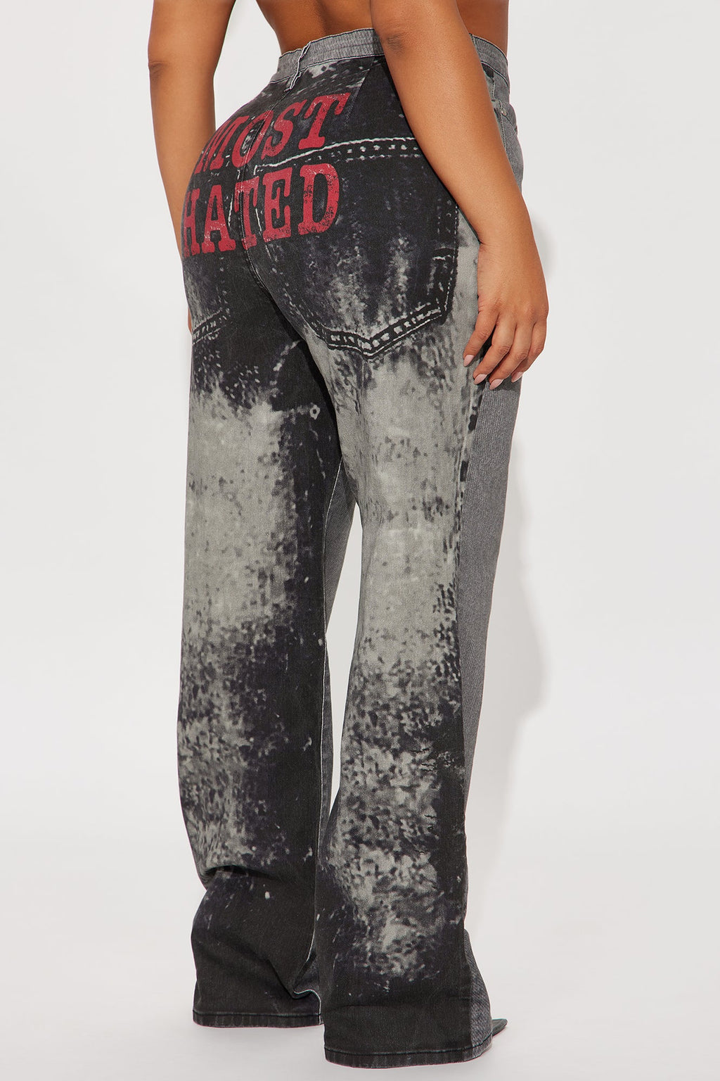 Most Hated Stretch Printed Straight Leg Jeans - Grey