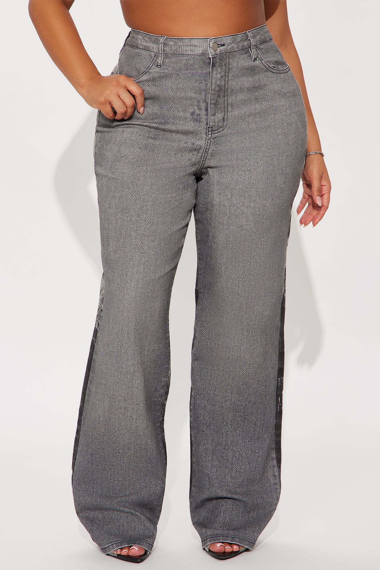 Most Hated Stretch Printed Straight Leg Jeans - Grey
