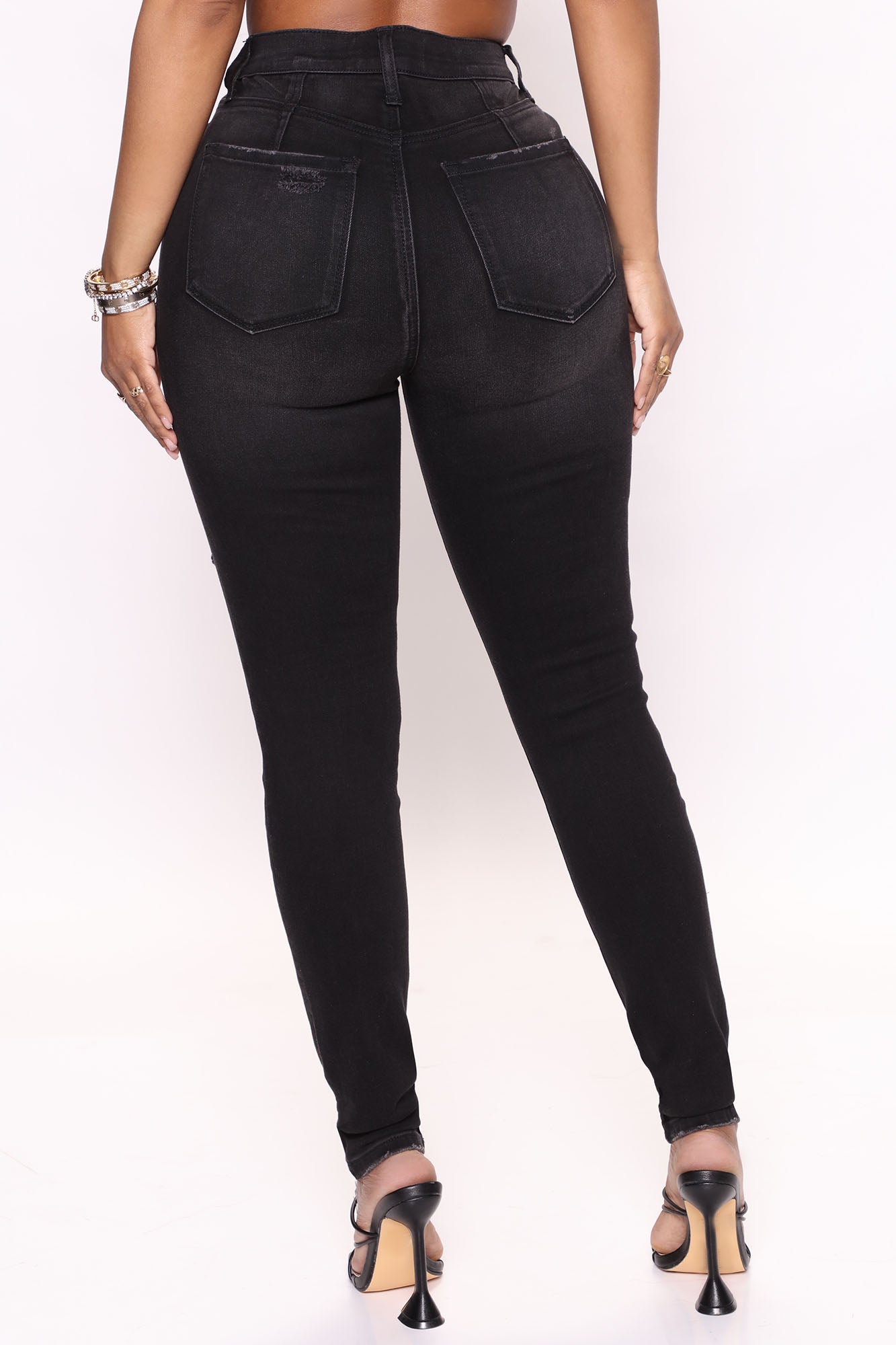 Classic Curvy Ripped Skinny Jeans - Black Wash