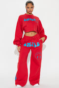 Smile You're On Camera Fleece Pant Set - Red