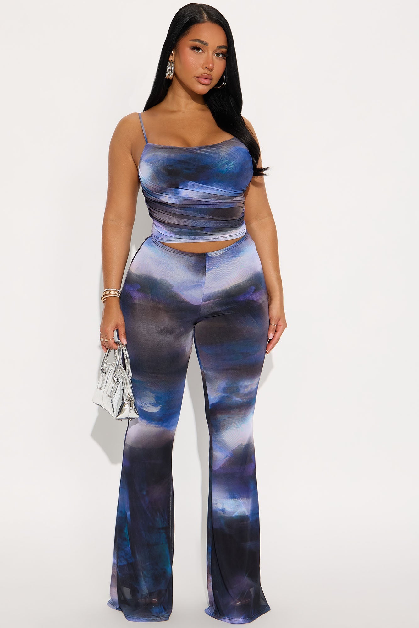 Giving Signals Mesh Pant Set - Blue/combo