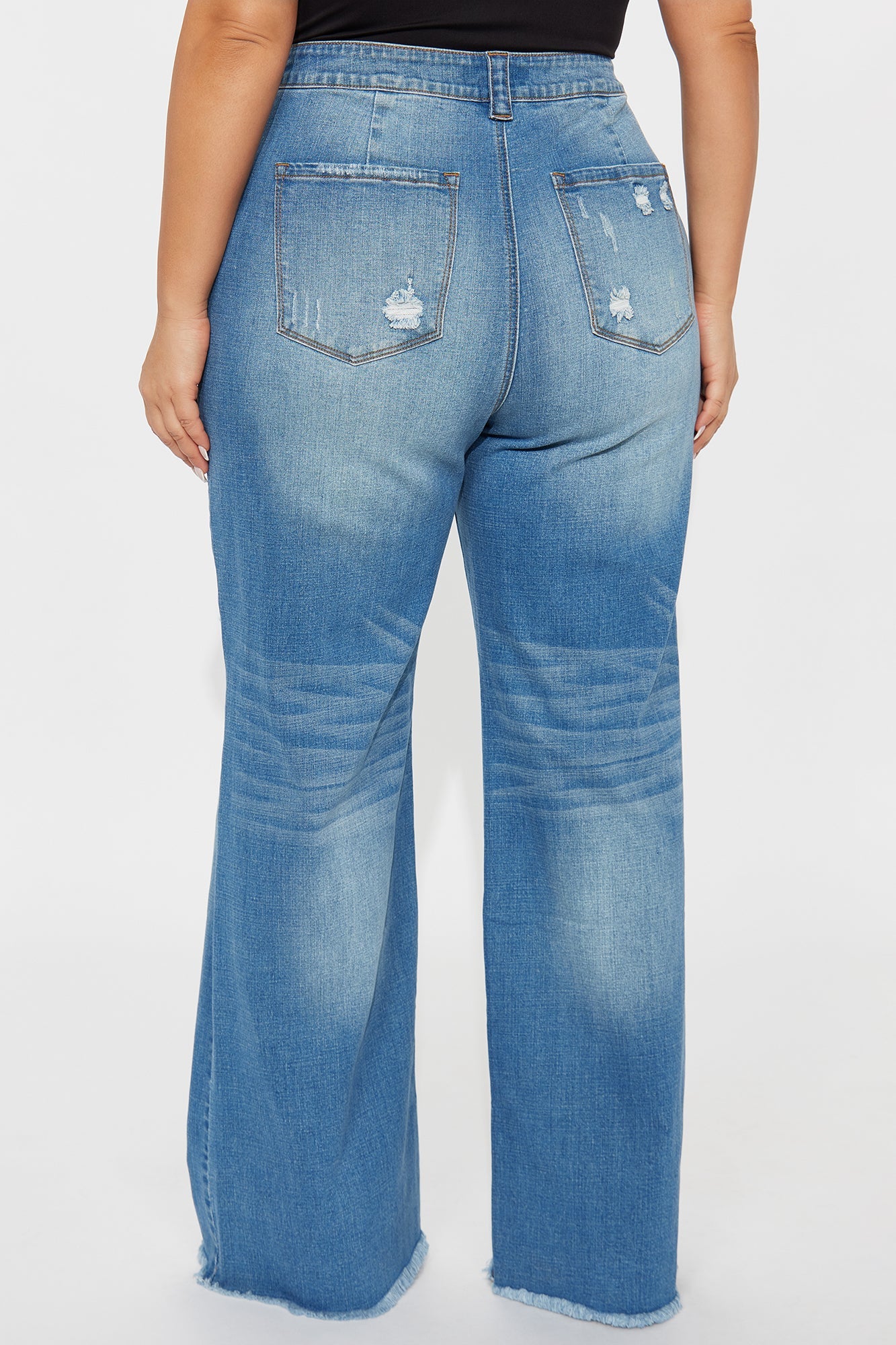 Coldwater Canyon Stretch Ripped Wide Leg Jeans - Medium Wash