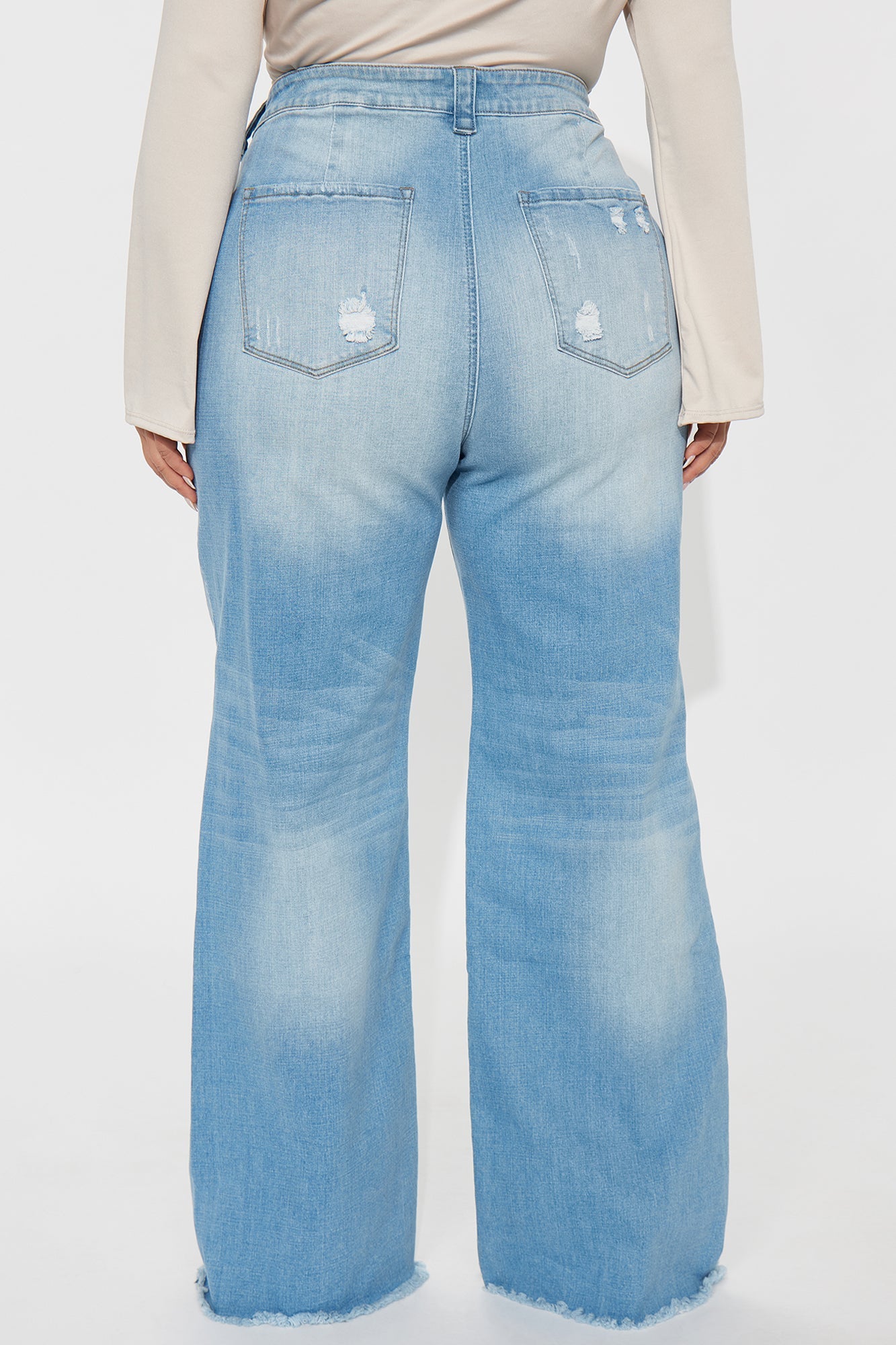 Coldwater Canyon Stretch Ripped Wide Leg Jeans - Light Wash