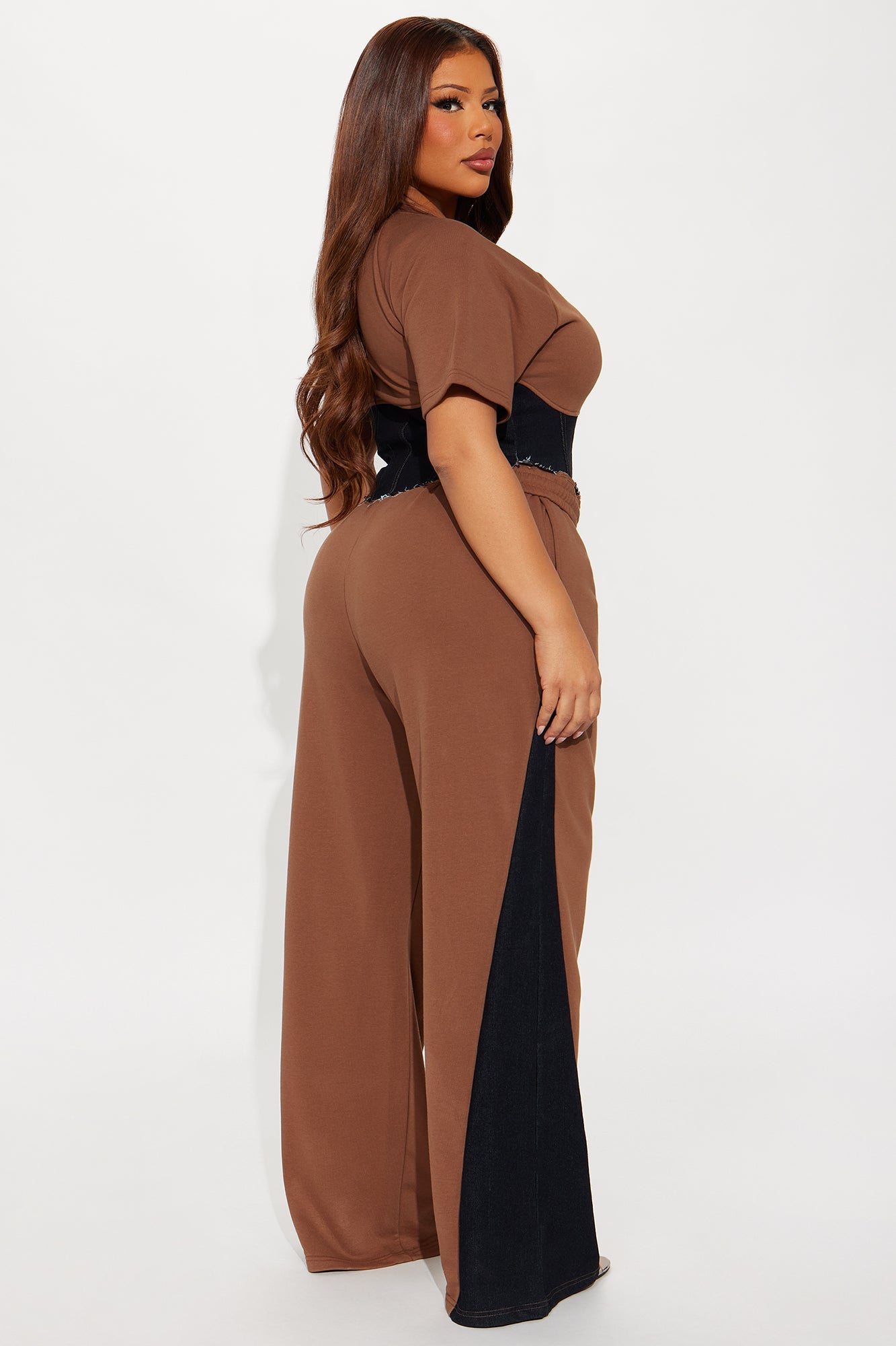 True Believer Corset Tee Pant Set - Brown