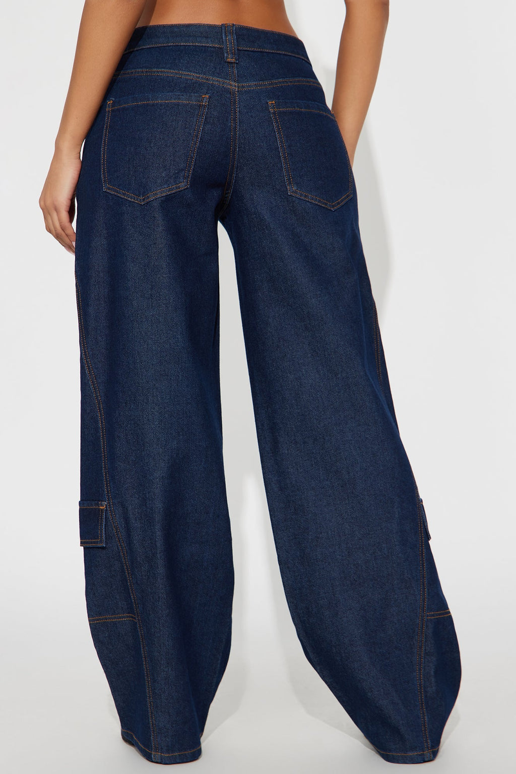 Shadyside Girl Cargo Wide Leg Jeans - Dark Wash