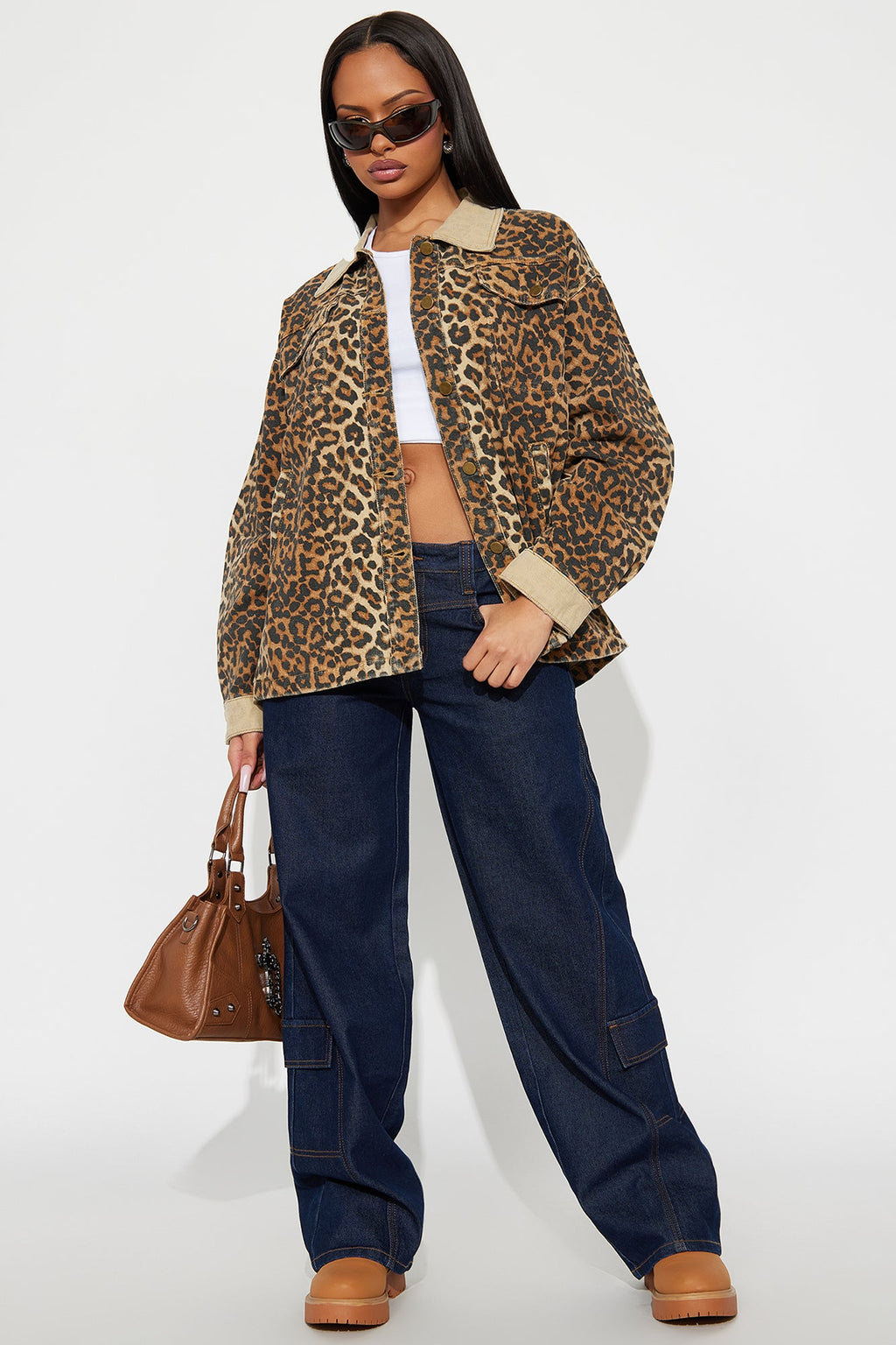 Denise Oversized Leopard Barn Jacket - Brown/combo