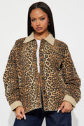 Denise Oversized Leopard Barn Jacket - Brown/combo