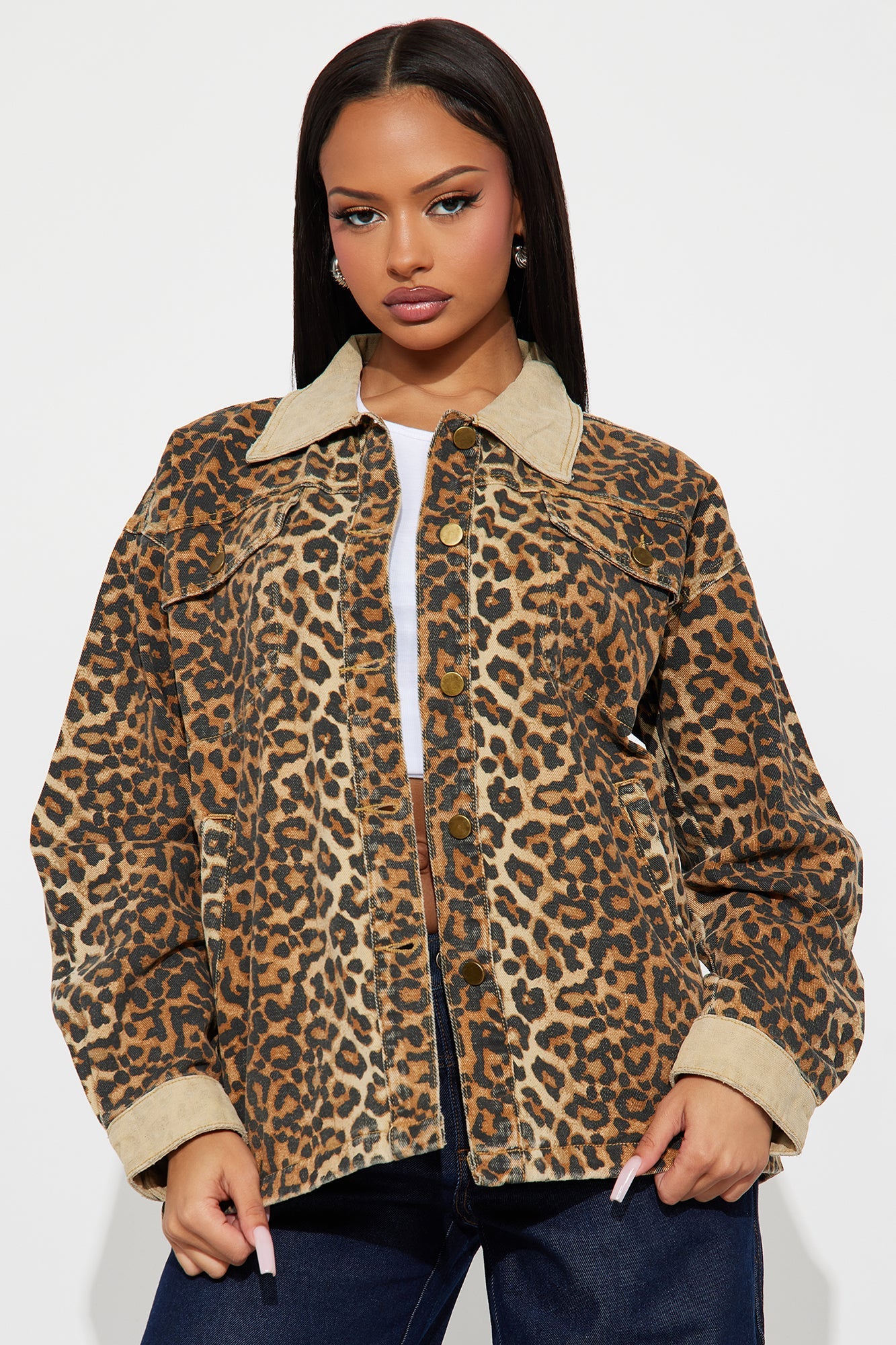 Denise Oversized Leopard Barn Jacket - Brown/combo