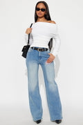 Make My Day Stretch Wide Leg Jeans - Vintage Wash