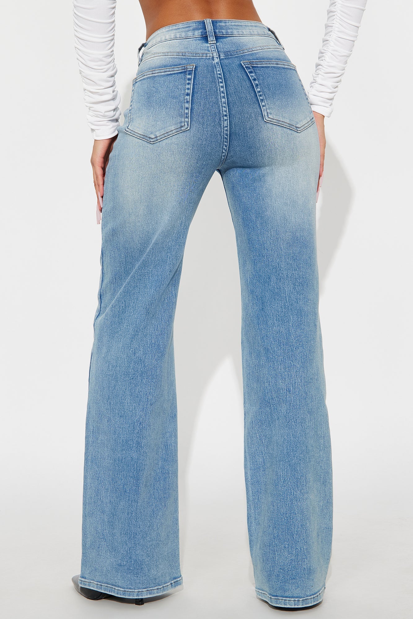 Make My Day Stretch Wide Leg Jeans - Vintage Wash