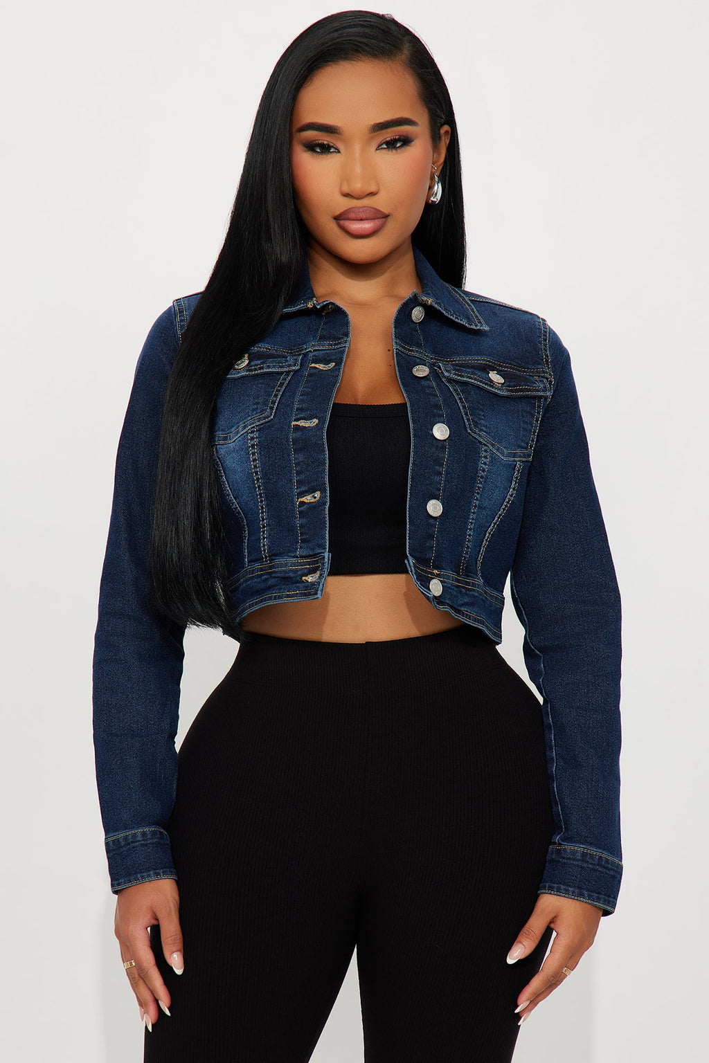 Becca Basic Denim Trucker Jacket - Dark Wash