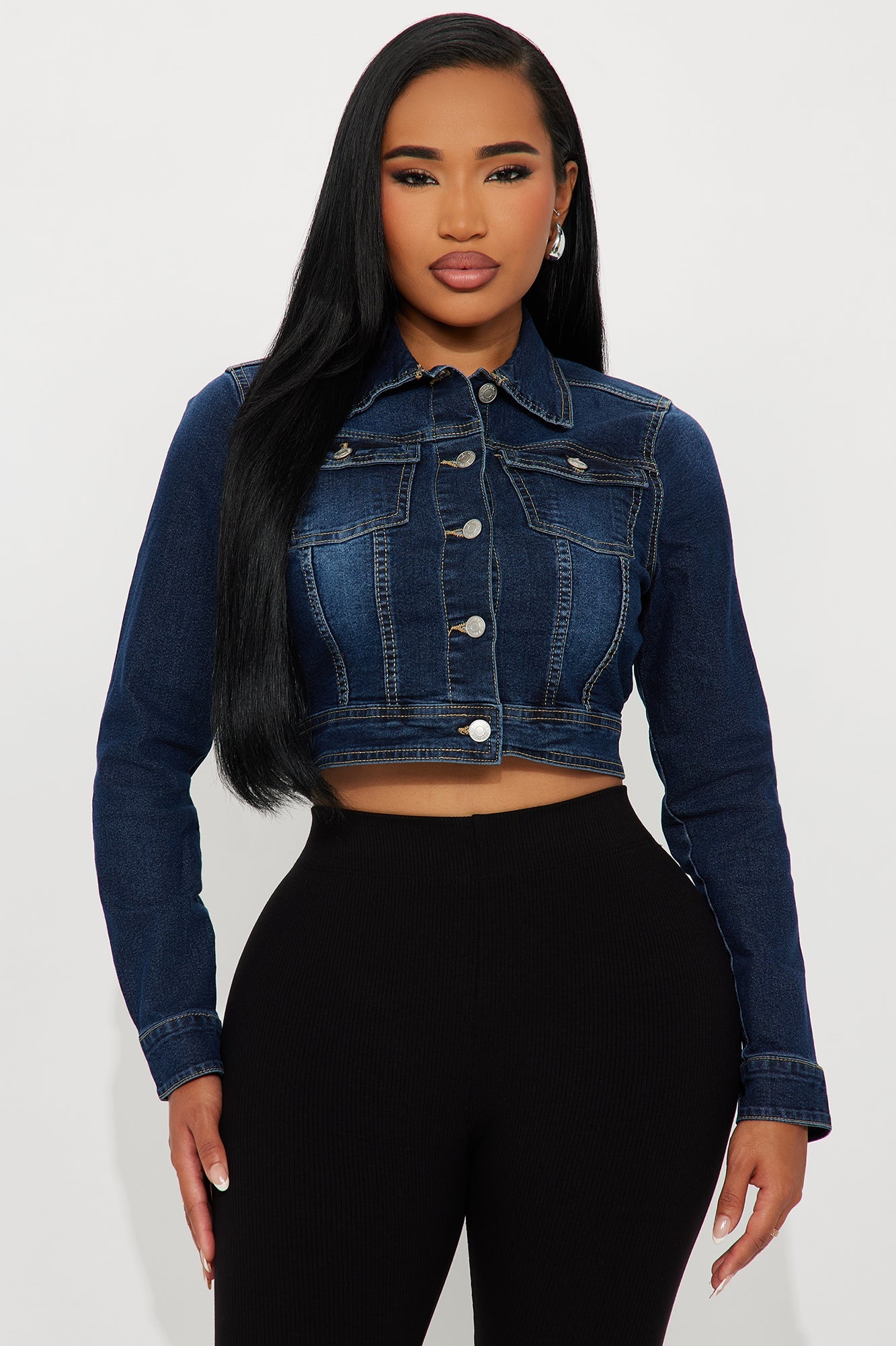 Becca Basic Denim Trucker Jacket - Dark Wash