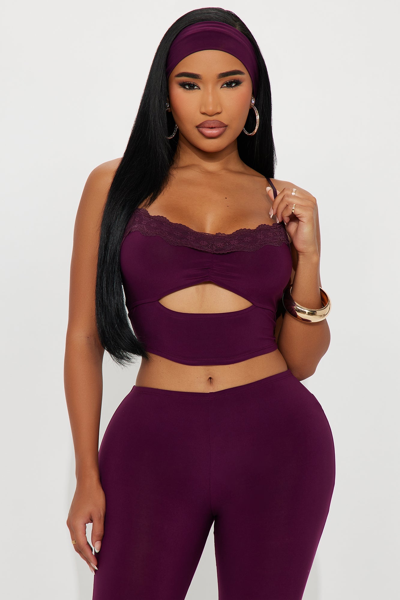 Best Of Times 3 Piece Capri Set - Plum