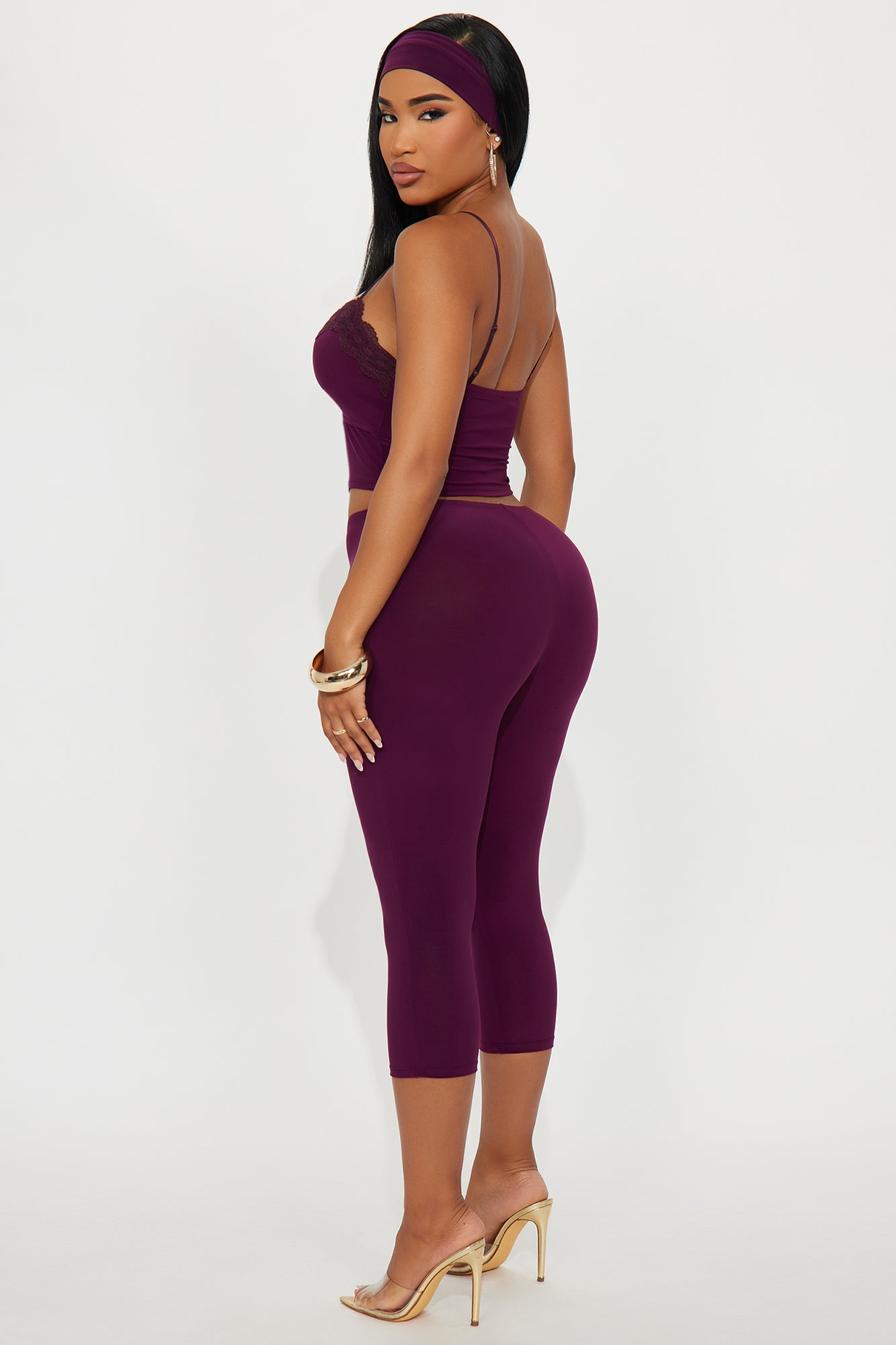Best Of Times 3 Piece Capri Set - Plum