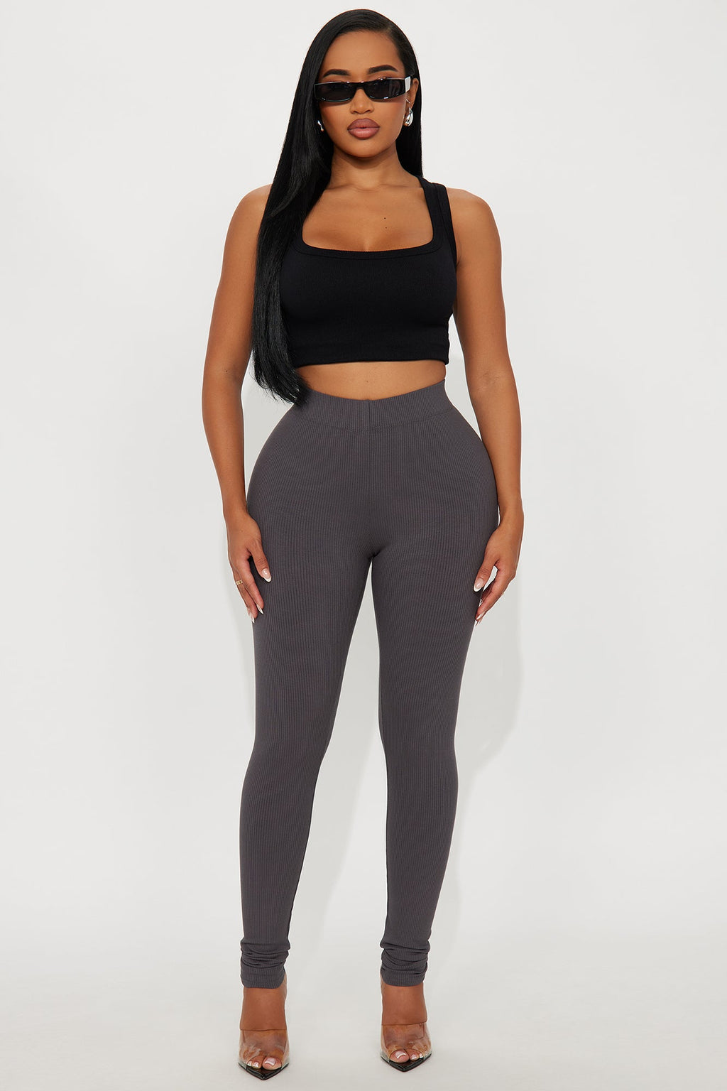 Tory Rib Heavy Contoured High Waisted Legging - Charcoal