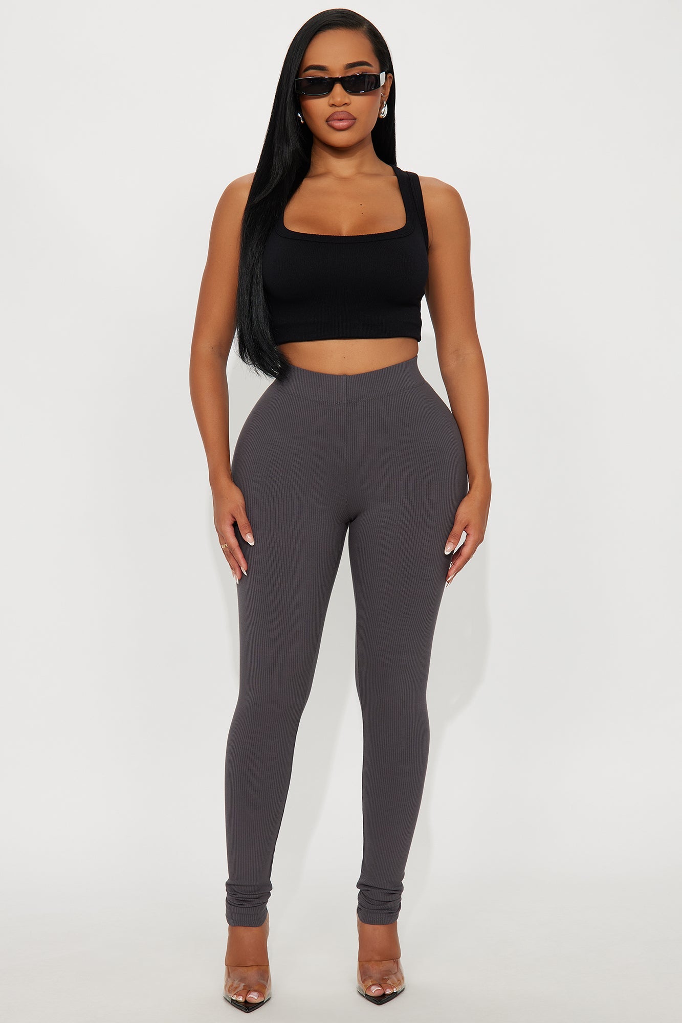Tory Rib Heavy Contoured High Waisted Legging - Charcoal