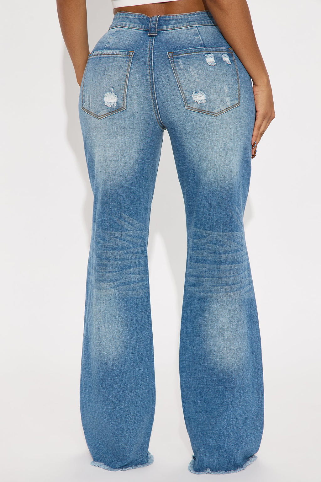 Coldwater Canyon Stretch Ripped Wide Leg Jeans - Medium Wash