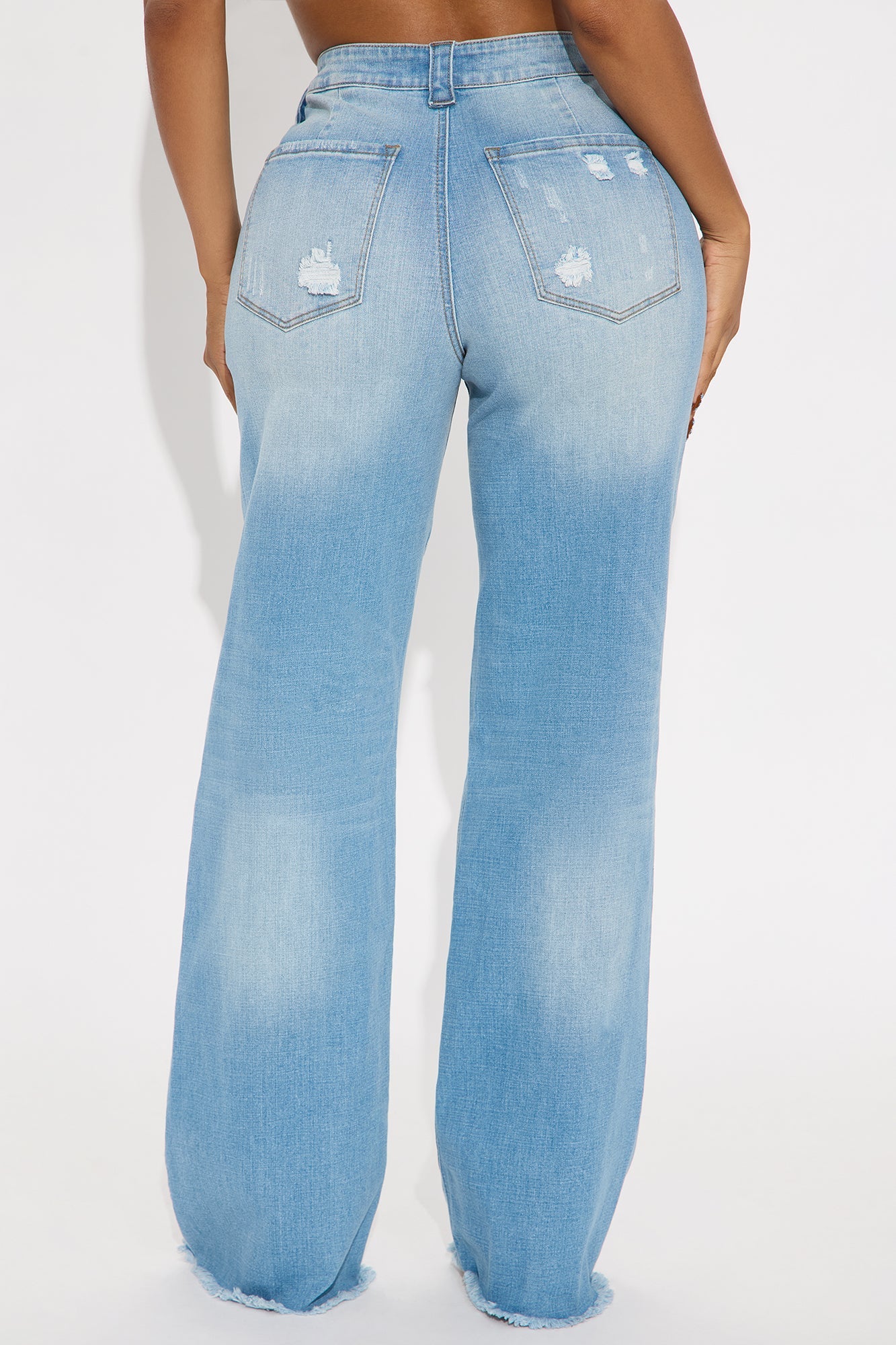 Coldwater Canyon Stretch Ripped Wide Leg Jeans - Light Wash