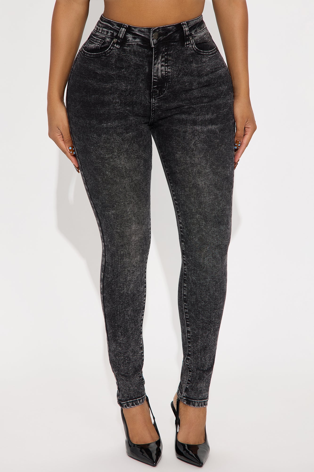 In The Black Skinny Jeans - Acid Wash Black