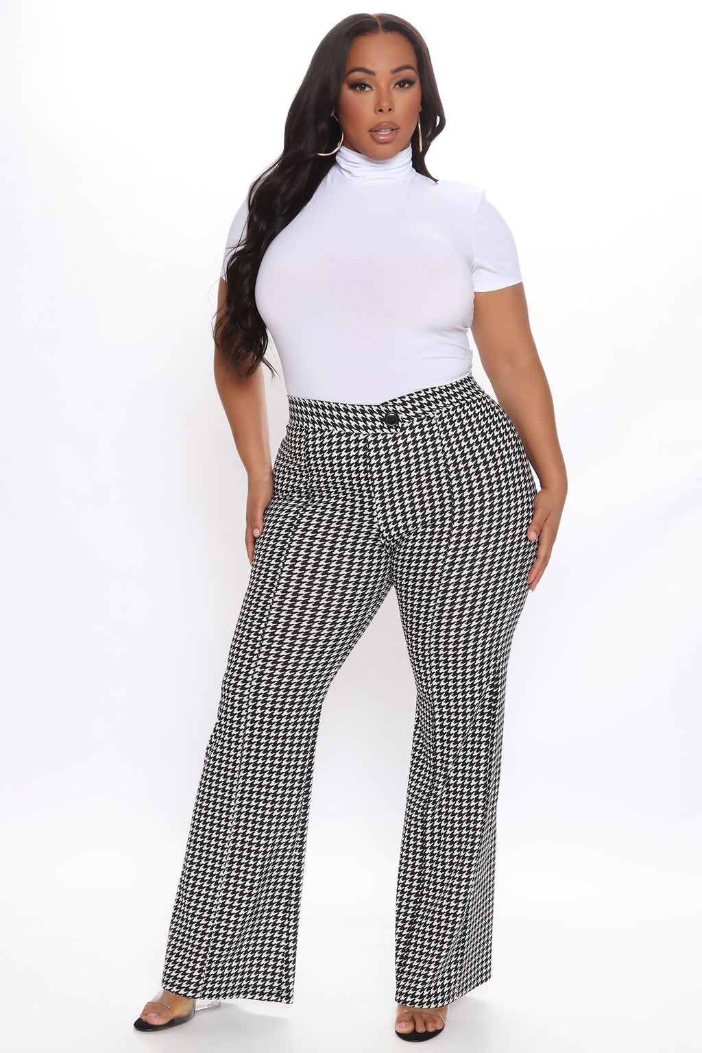Check Back Later Wide Leg Pants - Black/White