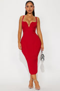 Misty Bandage Midi Dress - Red