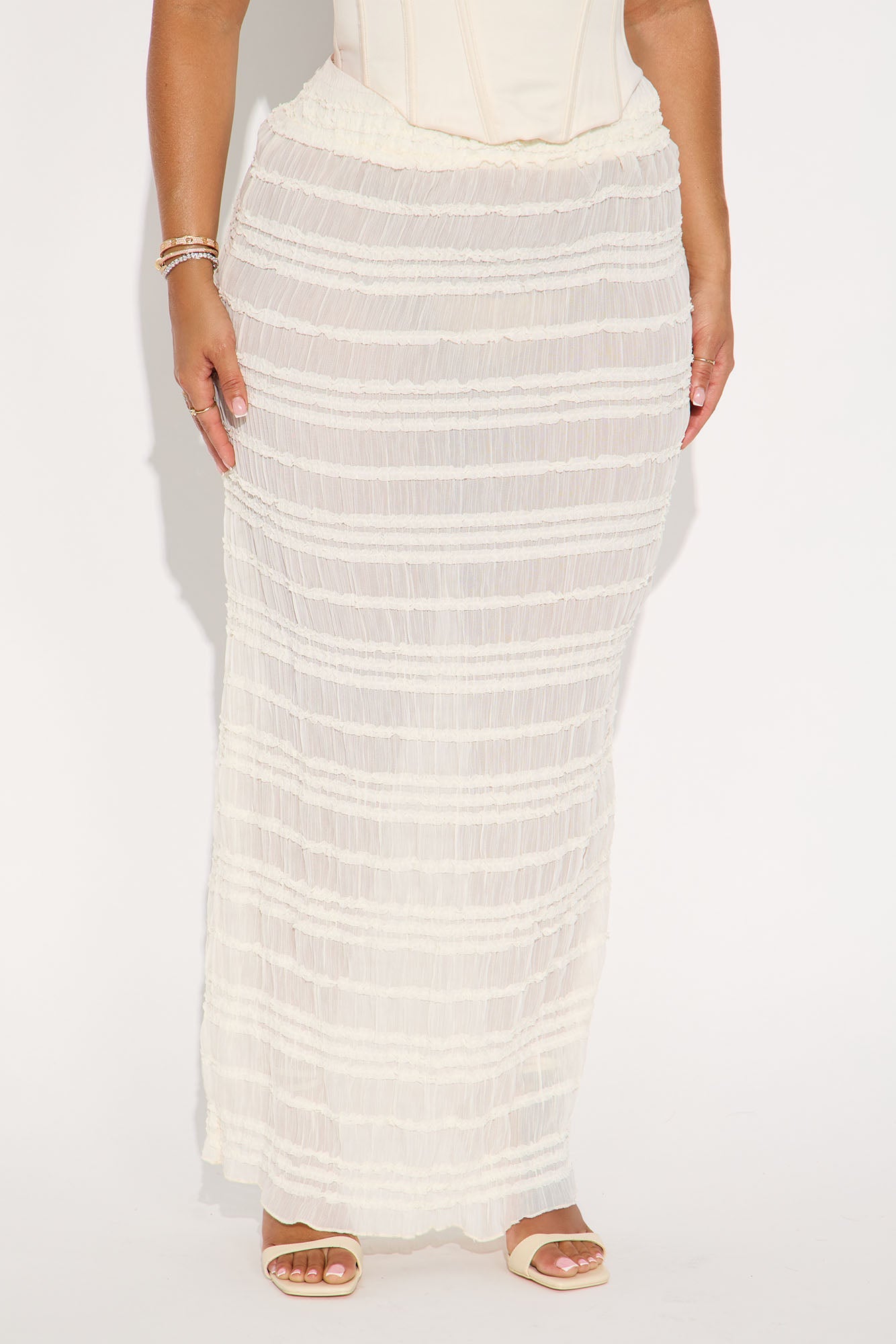 Elise Tiered Ruffle Maxi Skirt - Ivory