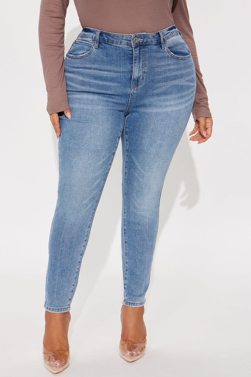 Taking Form Low Rise Skinny Jeans - Medium Wash