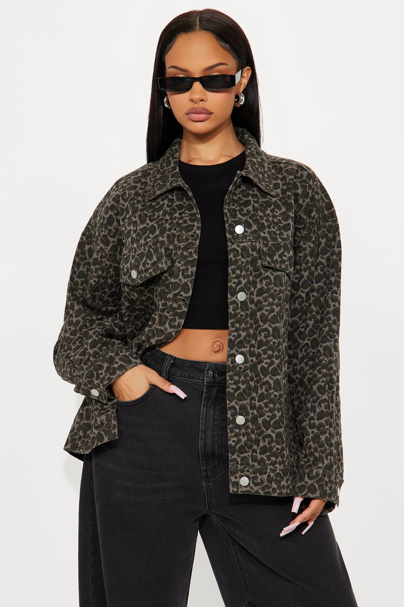 Think About It Oversized Leopard Jacket - Brown/combo
