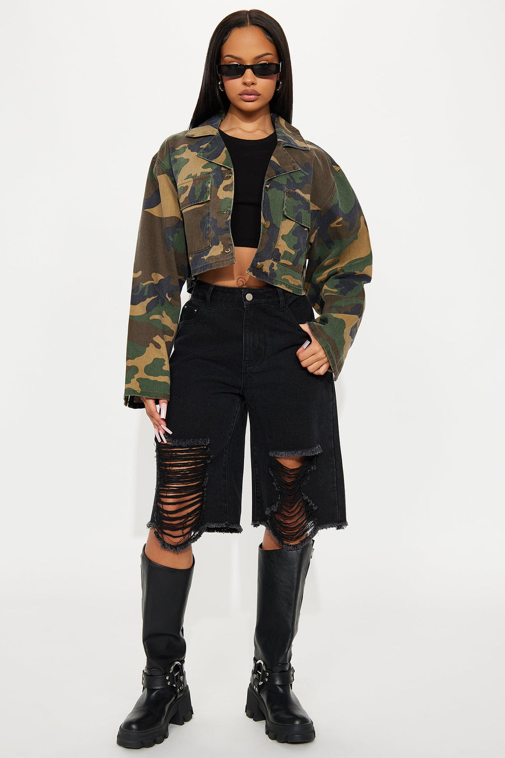 Army Brat Cropped Camo Jacket - Camouflage