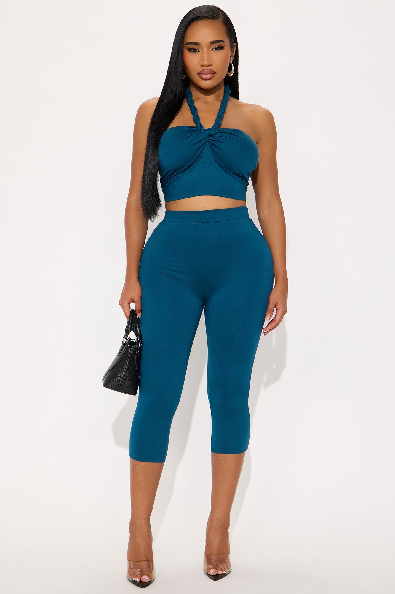 Heatwave Hottie Halter Capri Set - Teal
