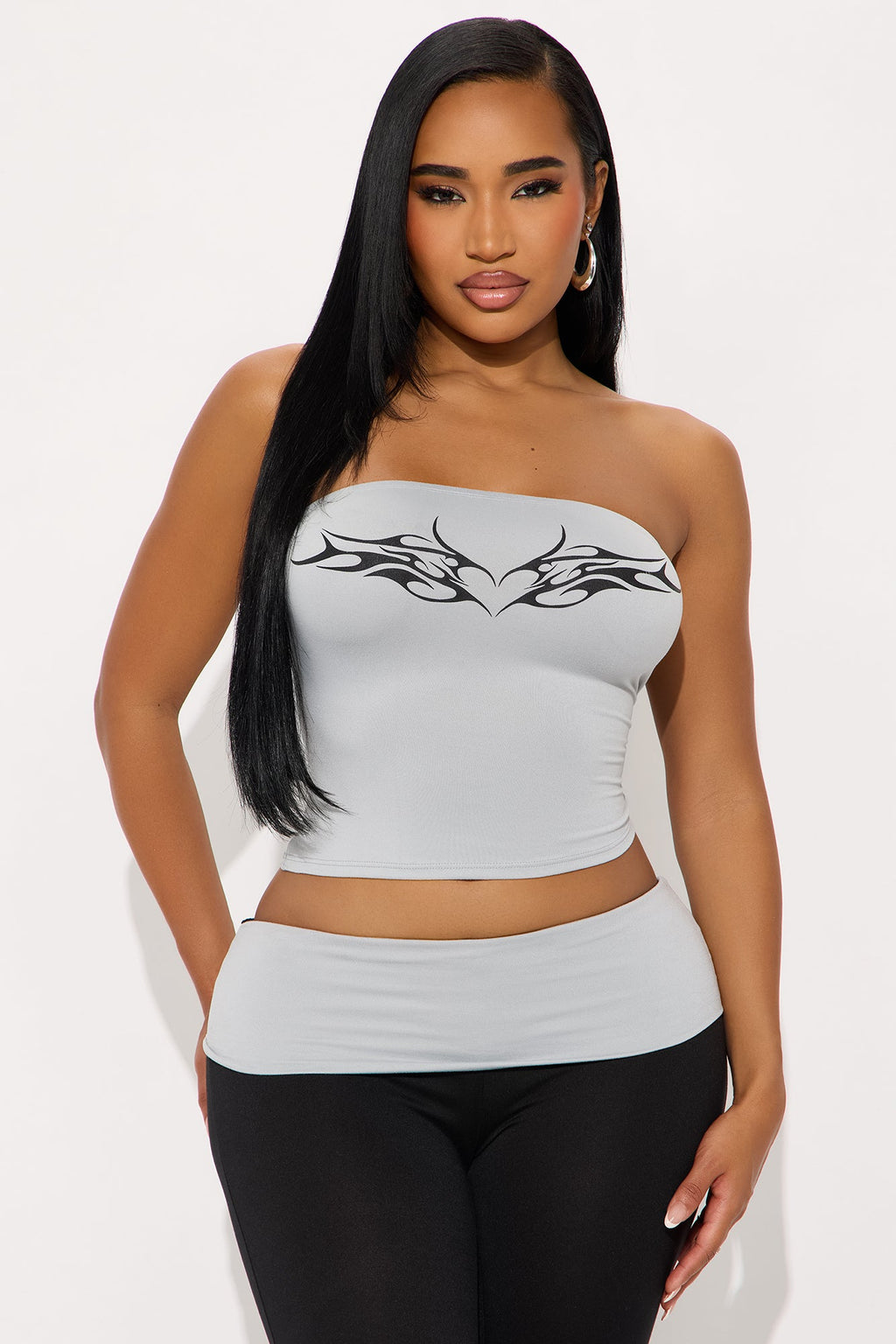 Rebel Love Strapless Pant Set - Grey/combo