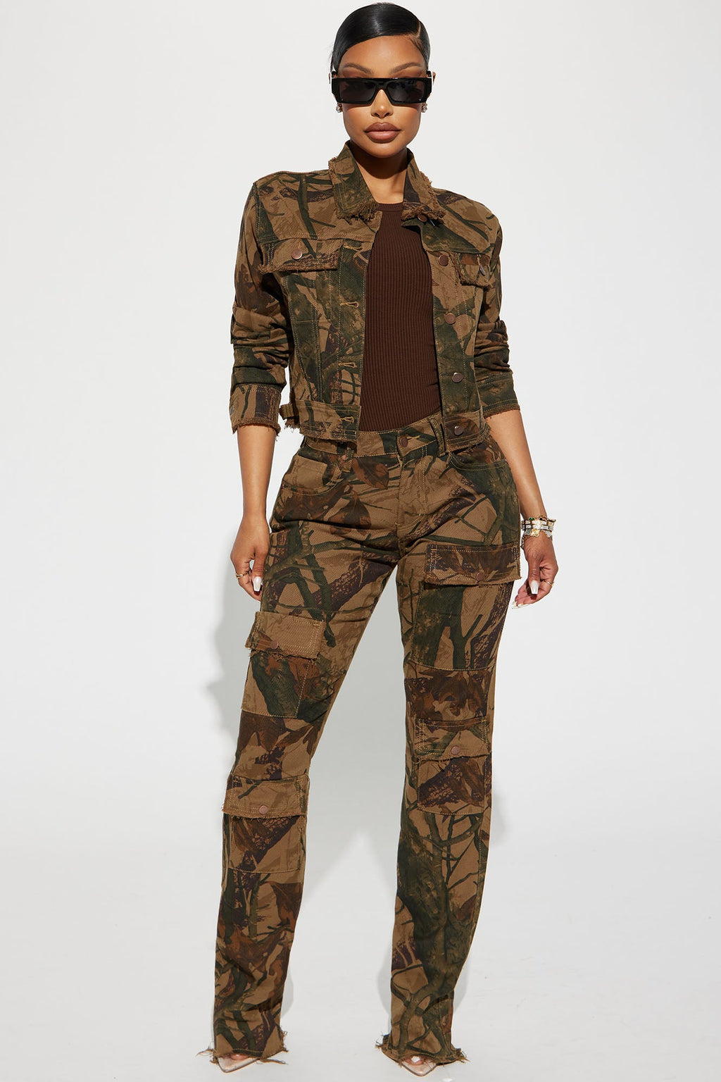 In The Wild Camo Stretch Cargo Jeans - Camouflage