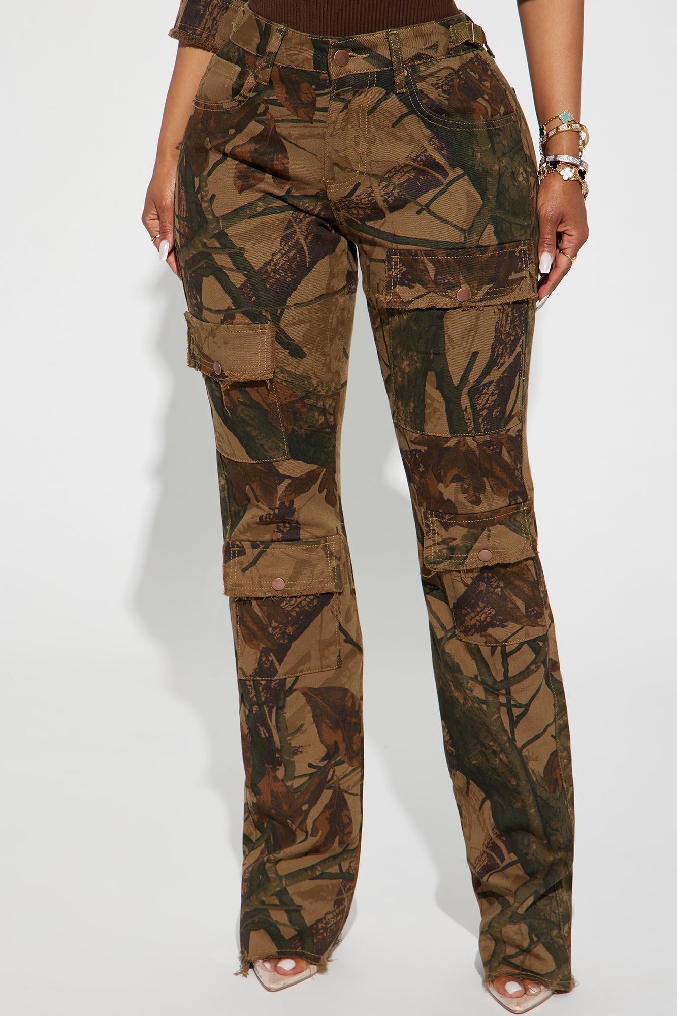 In The Wild Camo Stretch Cargo Jeans - Camouflage