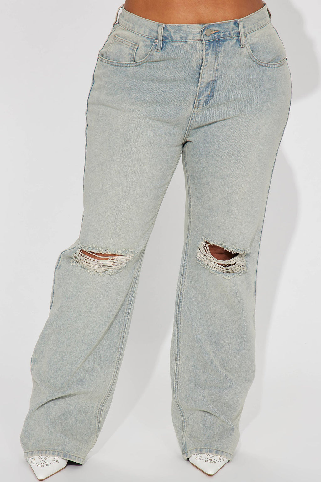 Far Away Tinted Non Stretch Straight Leg Jeans - Light Wash
