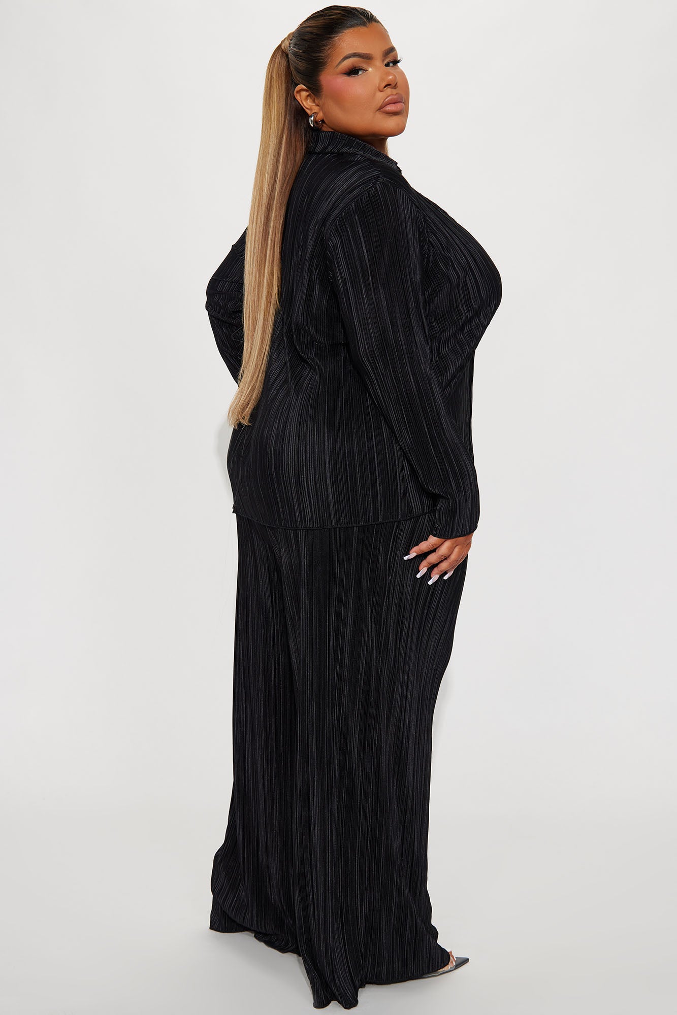 If It Plisse You Pant Set - Black