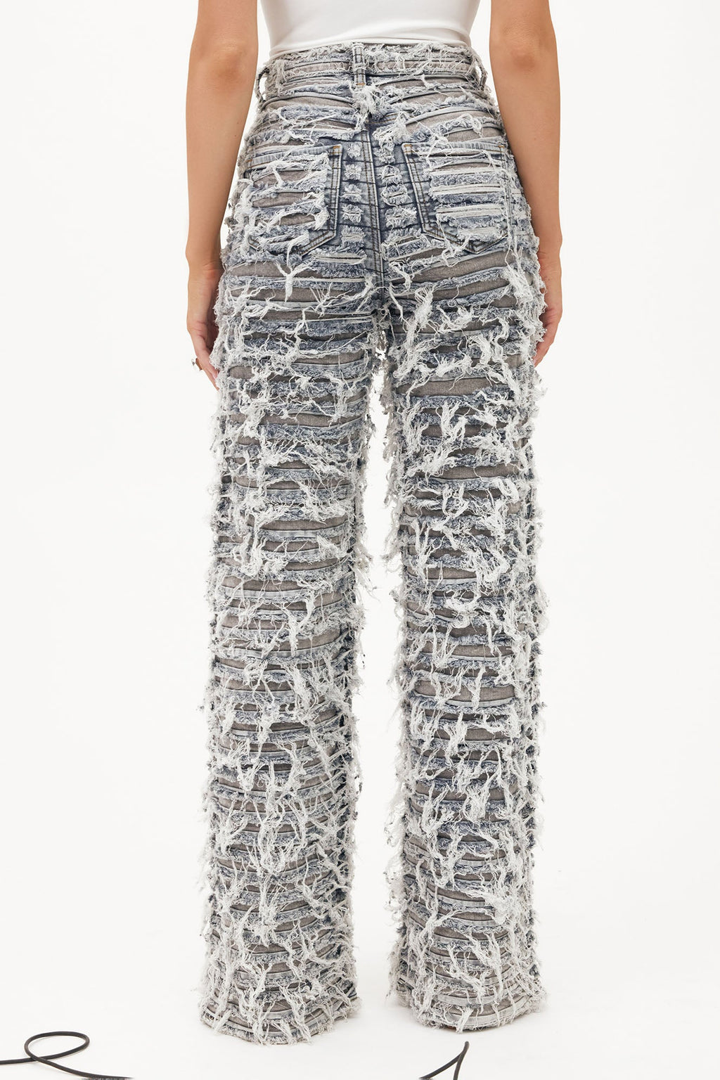 Oh So Shredded Stretch Straight Leg Jeans - Grey/combo
